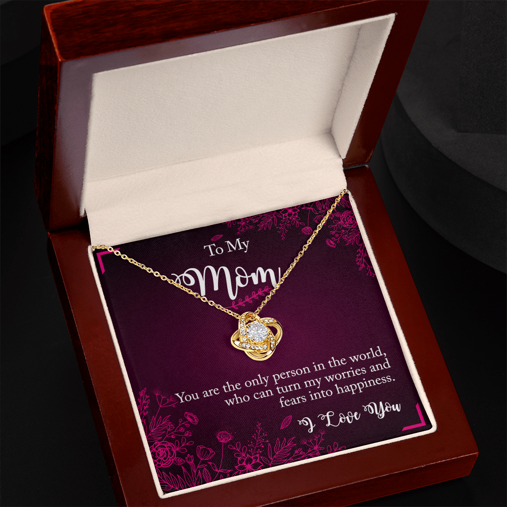 To My Mom I Love You. Mothers Day Love Knot Necklace