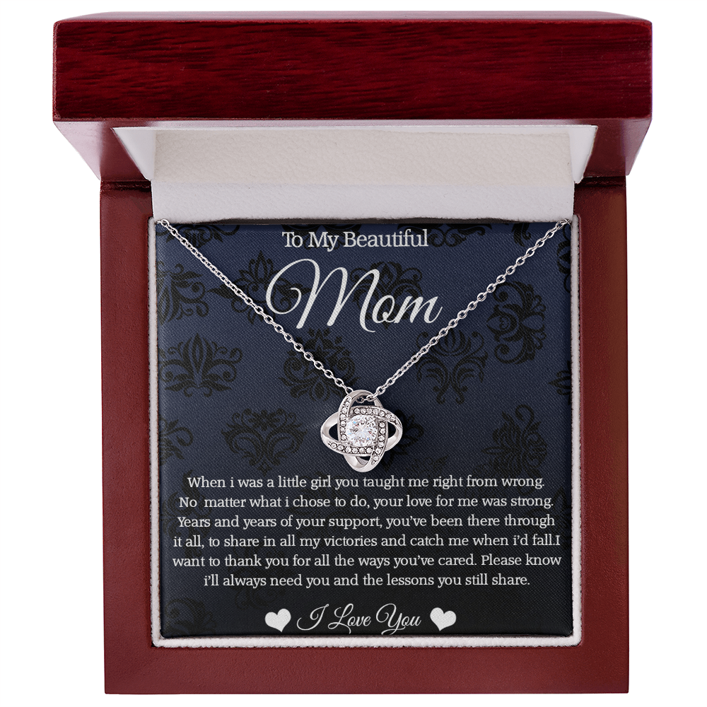 To My Beautiful Mom - Mother's Necklace with Heartfelt Message From Daughter