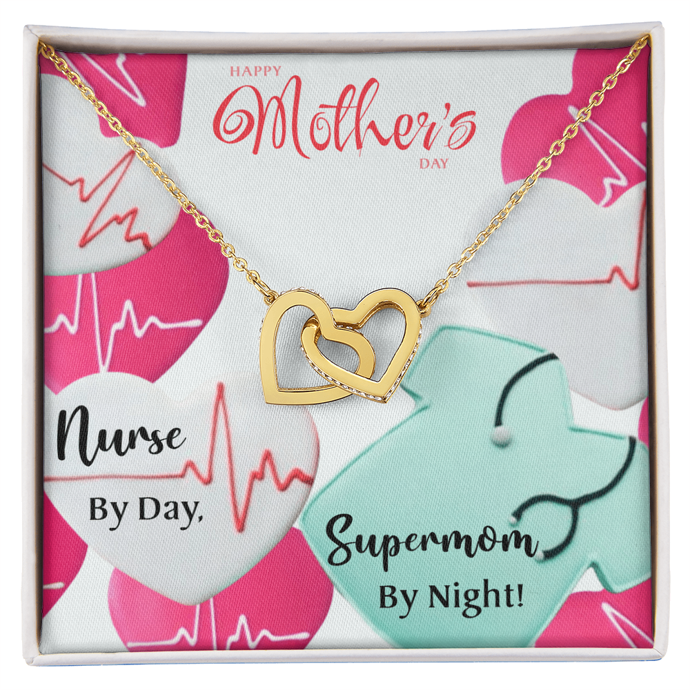 đ©ș Supermom By Night â Mother's Day Interlocking Hearts Necklace