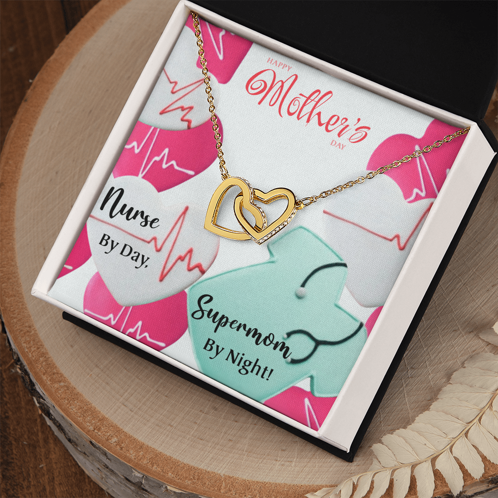 đ©ș Supermom By Night â Mother's Day Interlocking Hearts Necklace