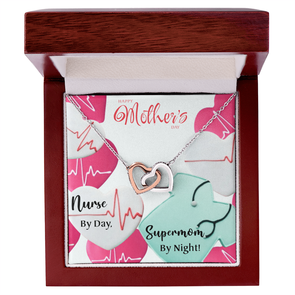 đ©ș Supermom By Night â Mother's Day Interlocking Hearts Necklace