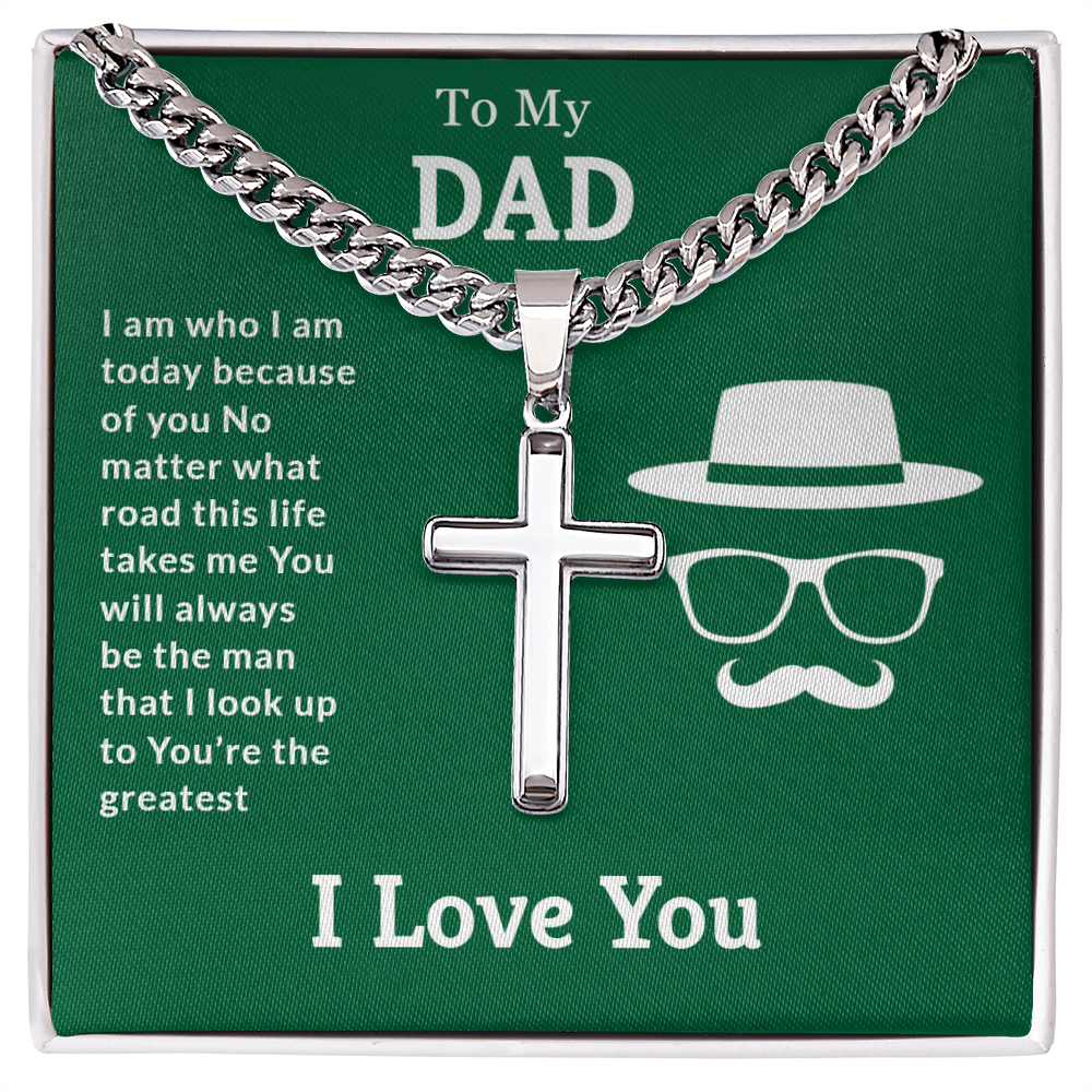 To My Dad" Cross & Cuban Chain – A Timeless Tribute