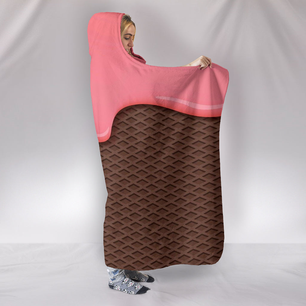 Strawberry Ice Cream Hooded Blanket