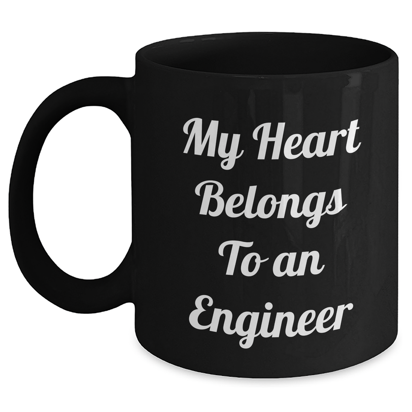 Funny Engineer Gifts, My Heart Belongs To An Engineer Black Coffee Mug, Unique Father's Day Unique Gifts for Men from Family - Main
