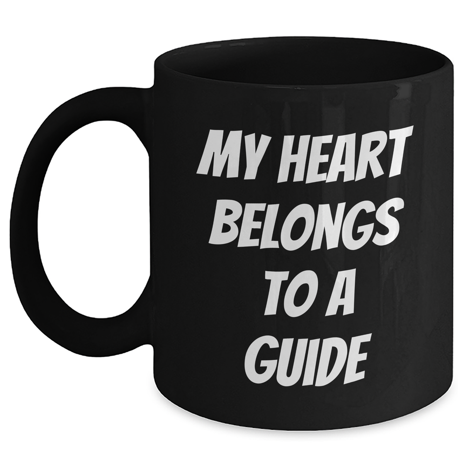 Funny Guide Gifts from Friends and Family - My Heart Belongs To A Guide Black Coffee Mug, Perfect for Father's Day - Main