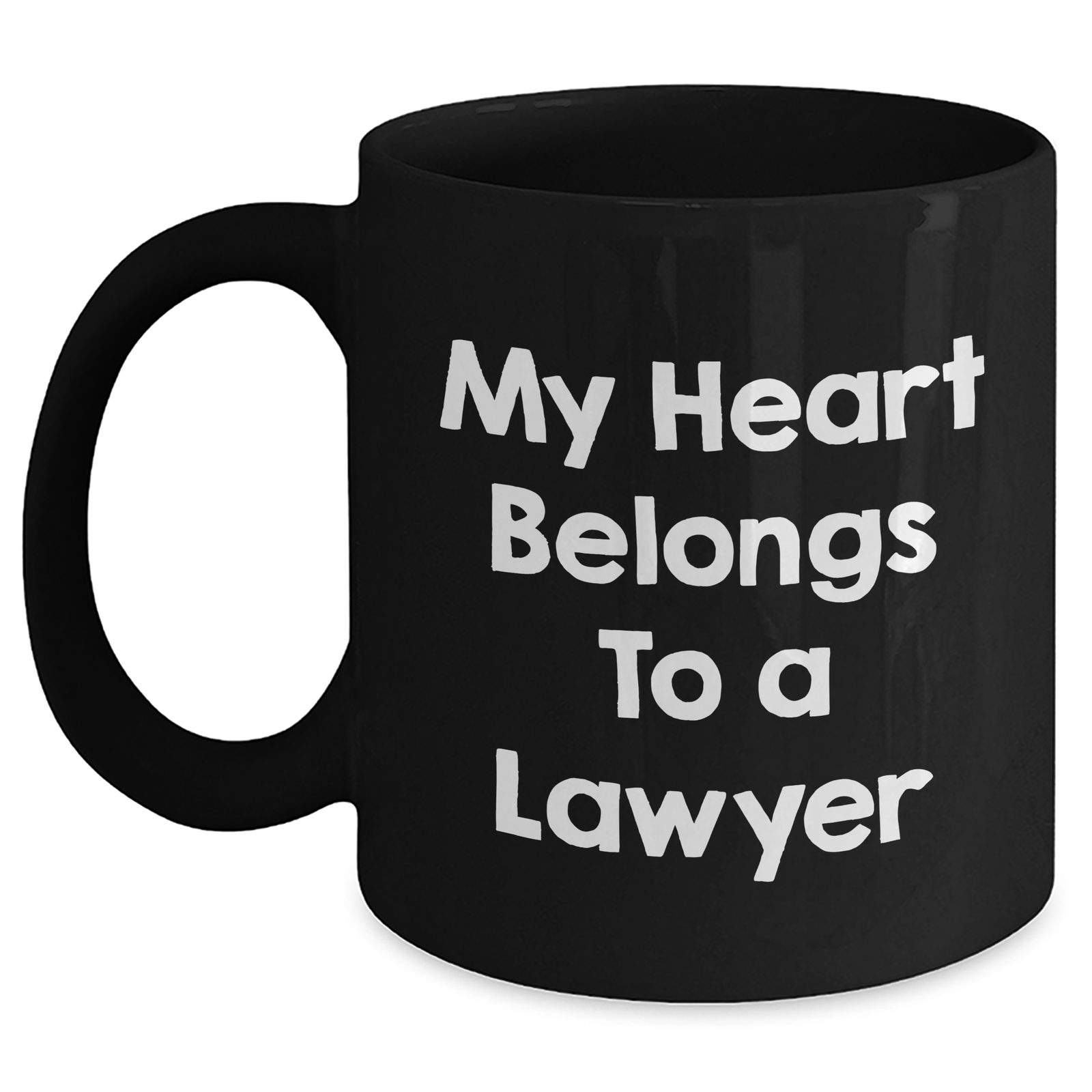 Funny Lawyer Gifts, 'My Heart Belongs To A Lawyer' Black Coffee Mug, Unique Father's Day Unique Gifts from Men to Lawyer - Main