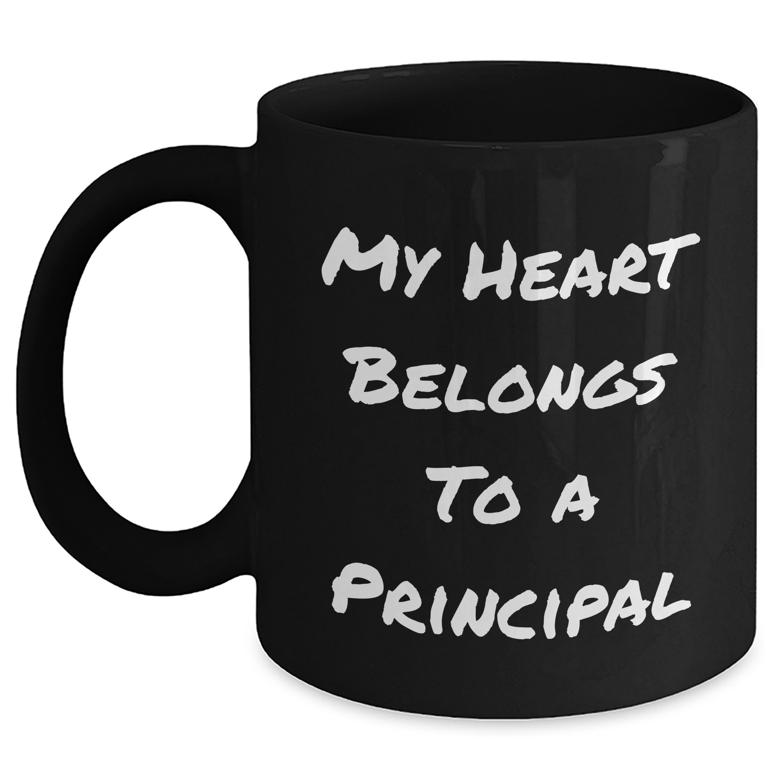 Funny Principal Gifts for Him from Family - My Heart Belongs To A Principal Black Coffee Mug for Father's Day - Main