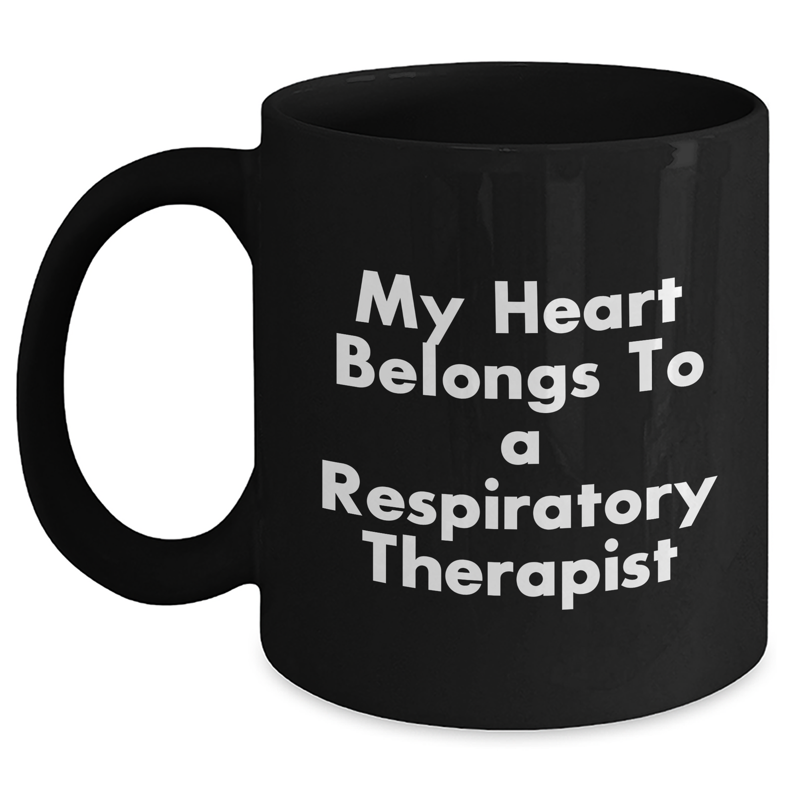 Funny Respiratory Therapist Gifts - My Heart Belongs To A Respiratory Therapist Black Coffee Mug, Gifts from Friends to Respiratory Therapist, Father's Day Unique Gifts - Main