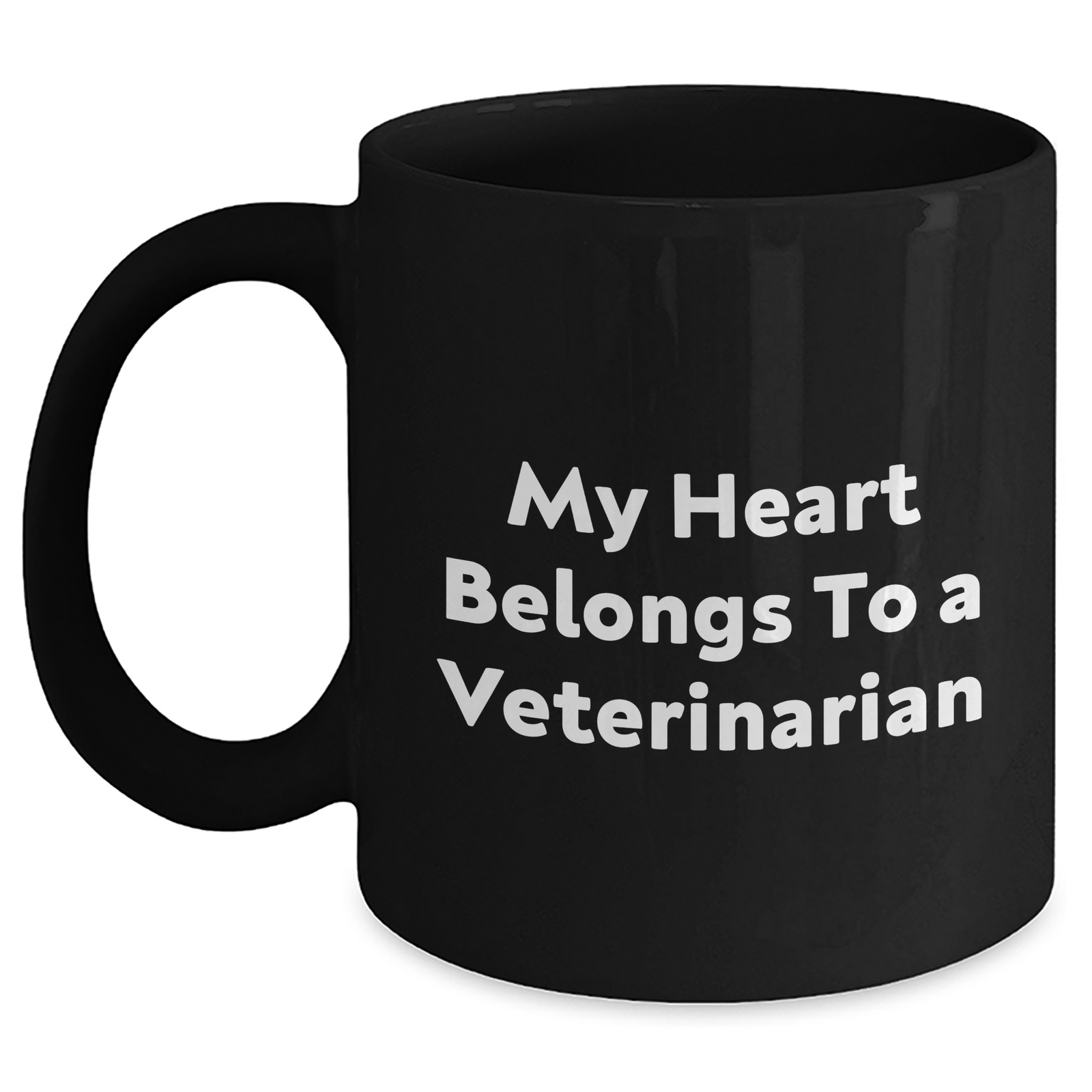 Funny Veterinarian Black Coffee Mug, Gifts from Friends, Family, or Coworkers for Father's Day, 'My Heart Belongs To A Veterinarian' - Main