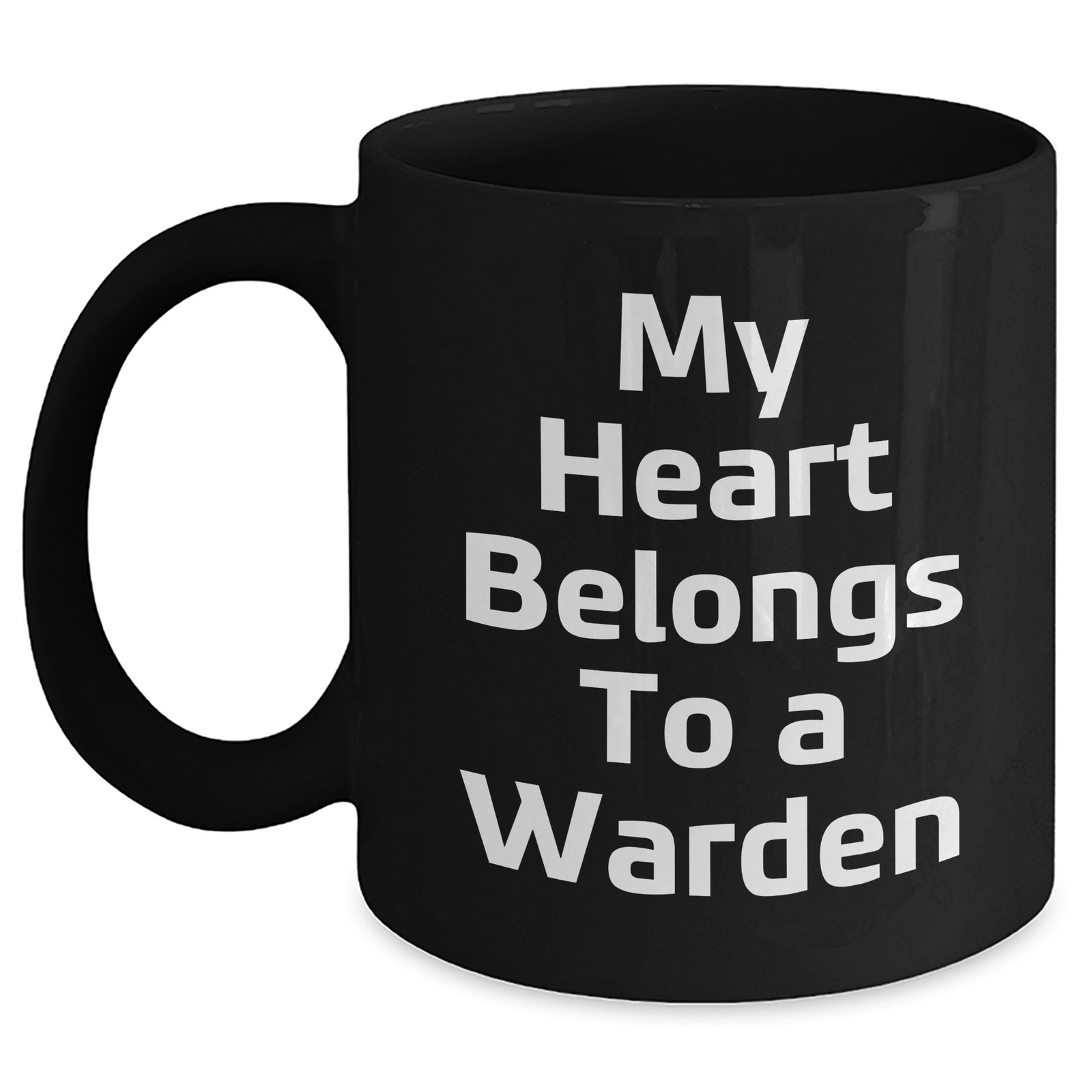Warden Gifts from Friends, Unique My Heart Belongs To A Warden Black Coffee Mugs for Father's Day, Funny Inspirational Quote - Main