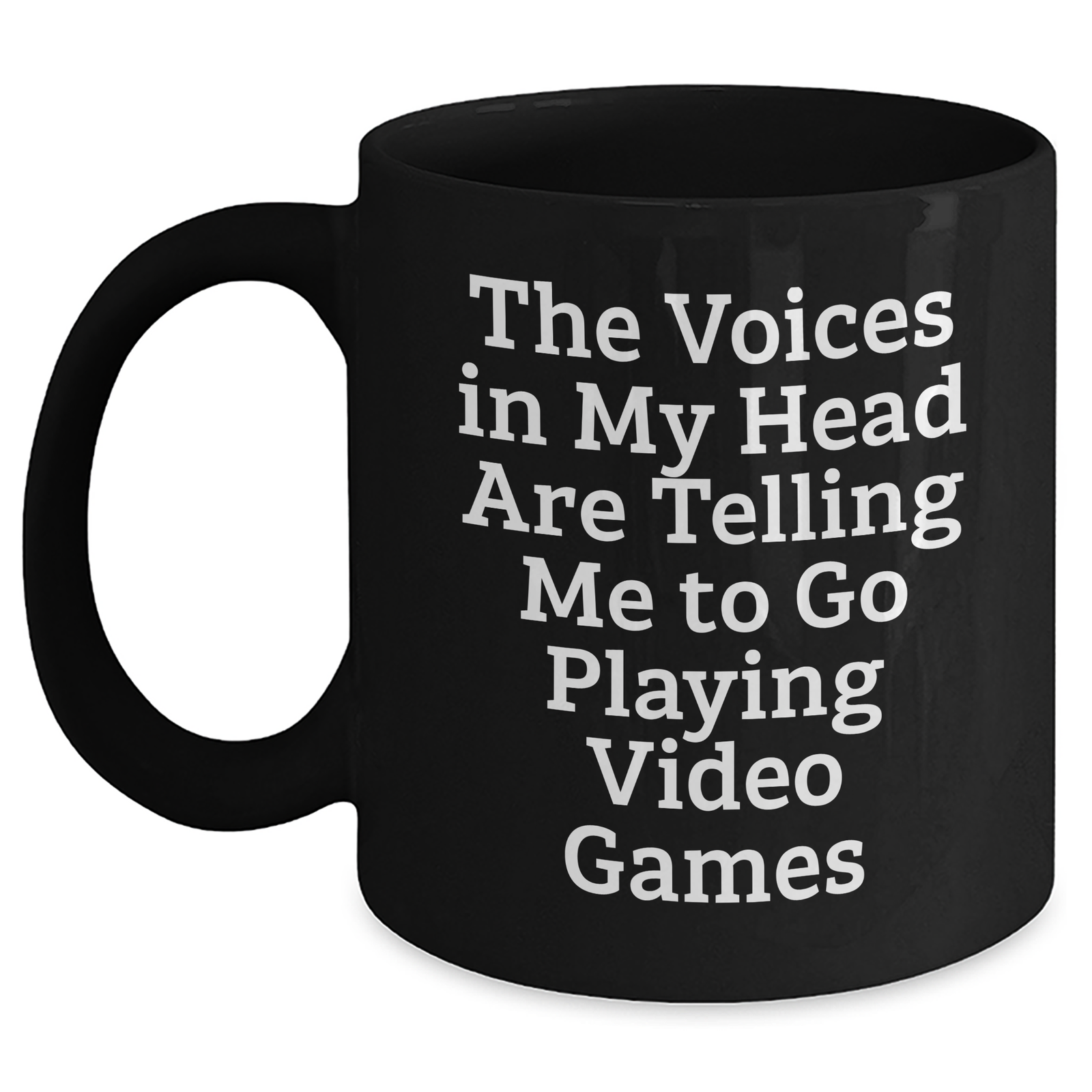 Funny Playing Video Games Gifts for Men from Dad - 'The Voices In My Head Are Telling Me To Go Playing Video Games' Black Coffee Mug, Father's Day Unique Gifts - Main