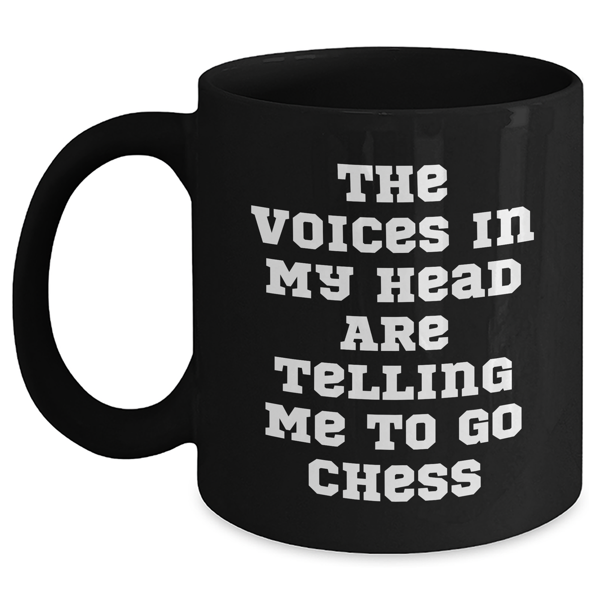 Funny Chess Gifts for Men - The Voices In My Head Are Telling Me To Go Chess Black Coffee Mug, Perfect for Father&#39;s Day Unique Gifts from Friends and Family - Main