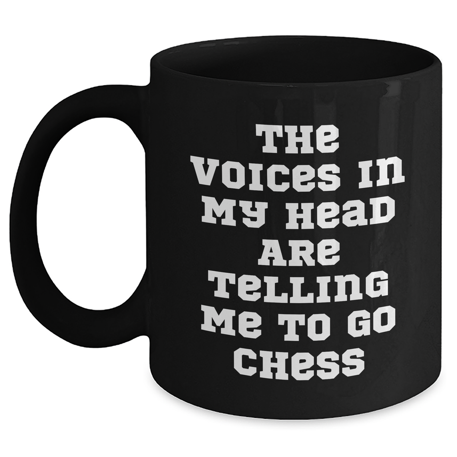 Funny Chess Gifts for Men - The Voices In My Head Are Telling Me To Go Chess Black Coffee Mug, Perfect for Father's Day Unique Gifts from Friends and Family - Main