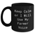 Farmer Gifts from Men - Keep Calm Or I Will Use My Farmer Voice Black Coffee Mug for Mother's Day, Funny Farming Humor, Unique Gift for Farmer Friends, Family, Coworkers - Main