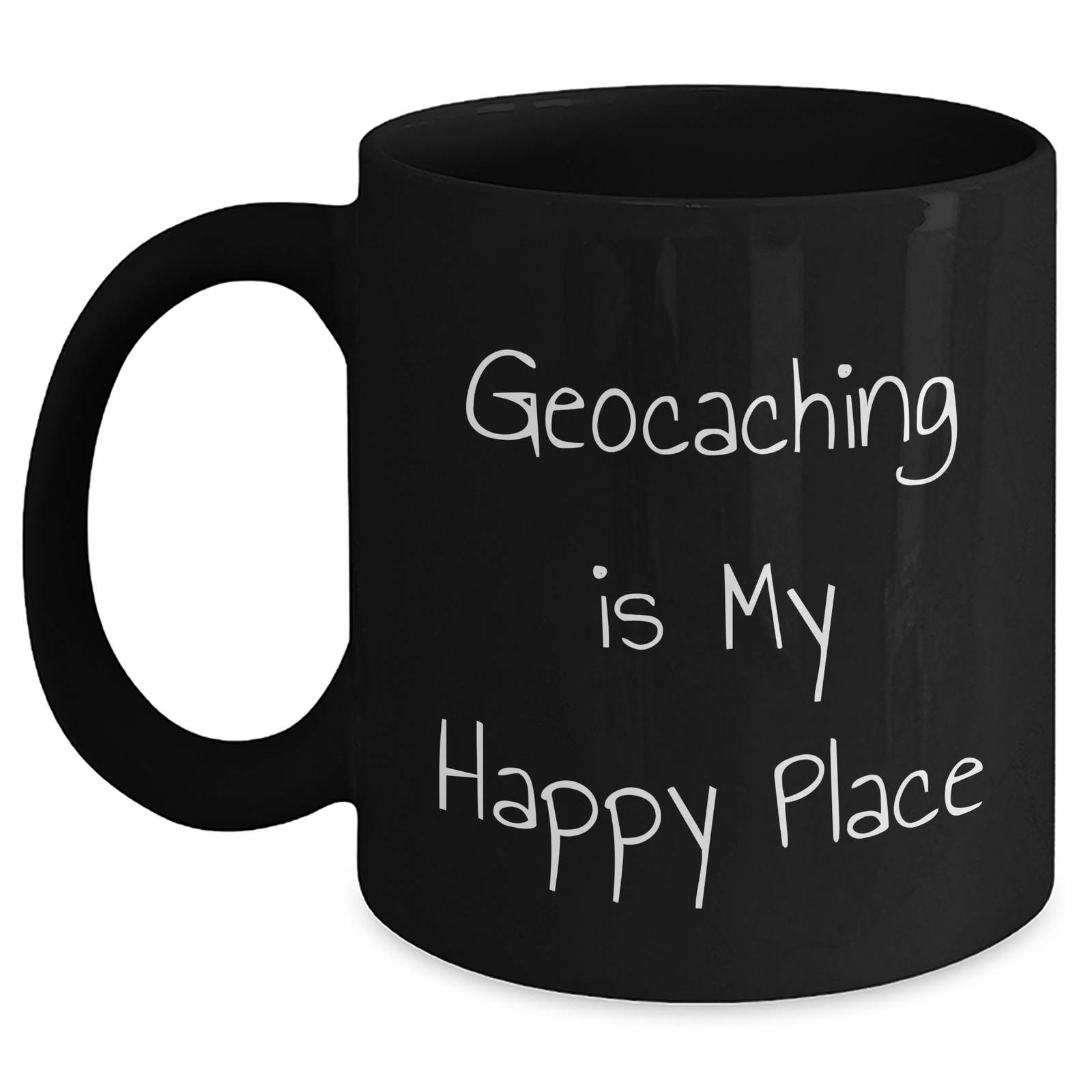 Geocaching Enthusiasts' Delight, Funny Black Coffee Mug for Geocaching Dad, Gifts from Family, Unique Father's Day Unique Gifts for Him - Main