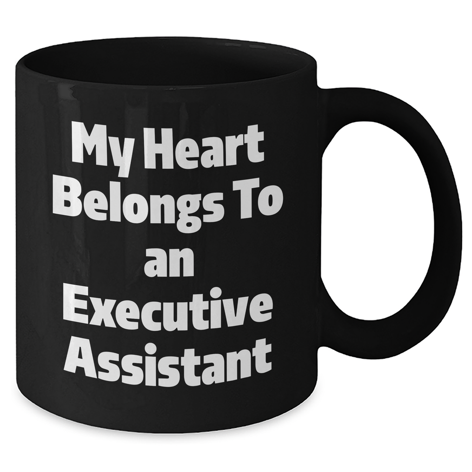 Funny Executive Assistant Gifts from Men Friends Family - Black Coffee Mug 'My Heart Belongs To An Executive Assistant' - Additional