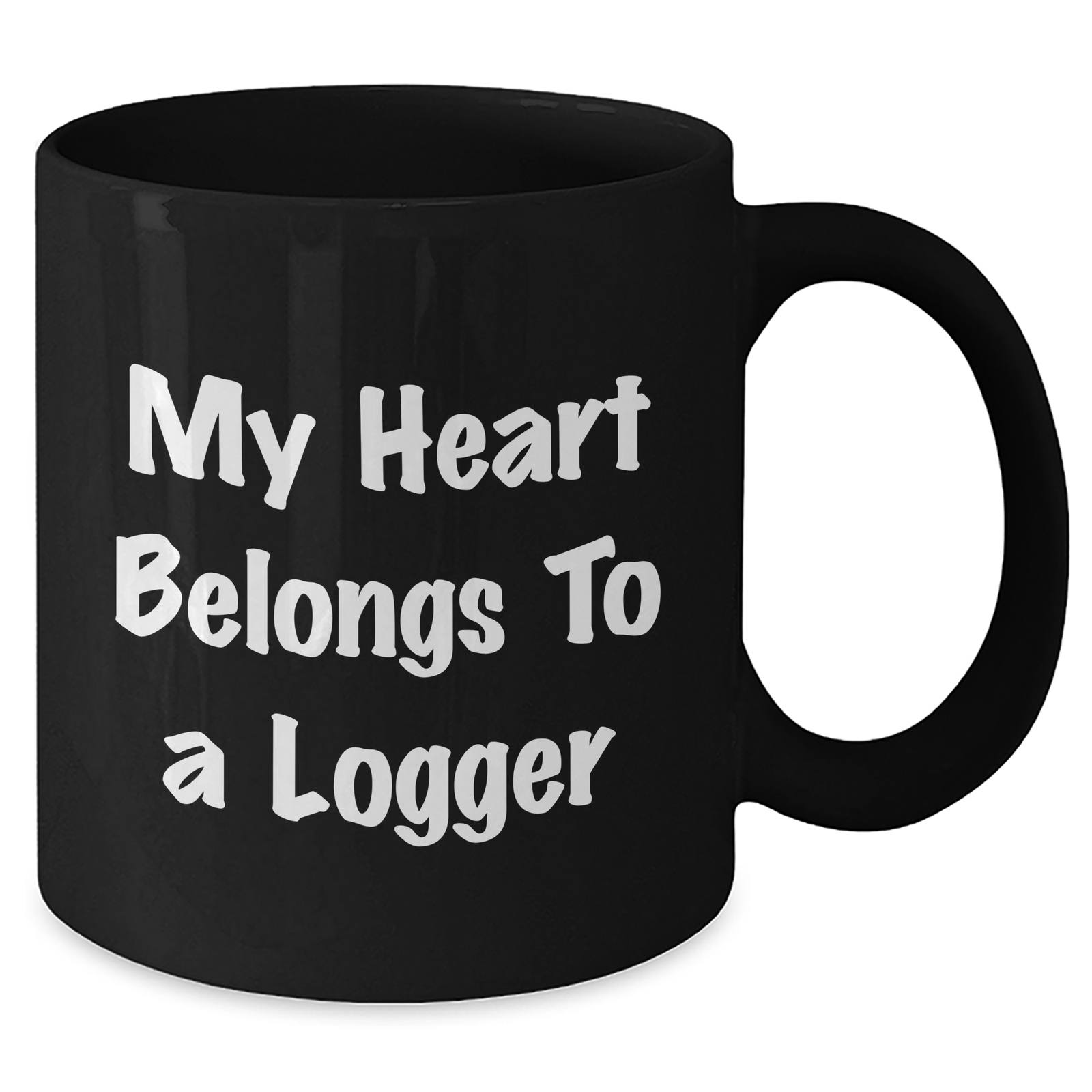 Funny Logger Gifts, 'My Heart Belongs To A Logger' Black Coffee Mug for Logger Lovers, Gifts from Friends to Logger, Unique Father's Day Unique Gifts - Additional