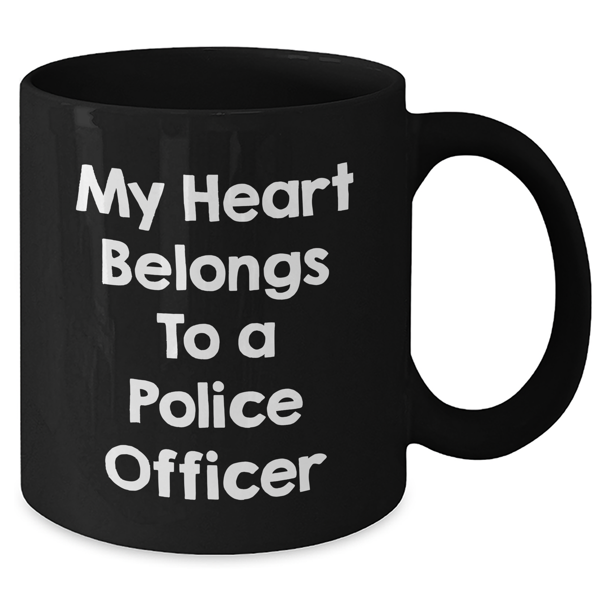 Police Officer Gifts from Friends - Funny Quote 'My Heart Belongs To A Police Officer' Black Coffee Mug for Dad on Father's Day - Additional