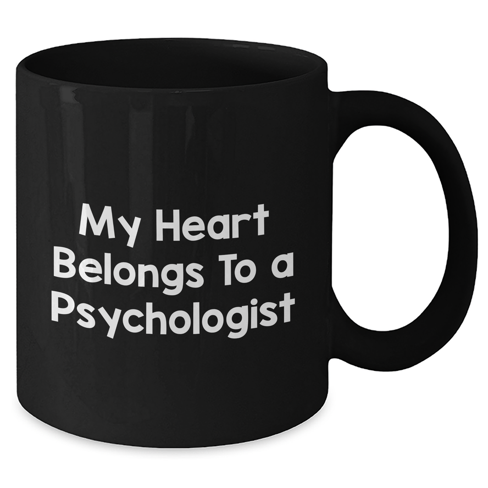 Funny Psychologist Gifts, 'My Heart Belongs To A Psychologist' Black Coffee Mug, Father's Day Unique Gifts from Men to Psychologists - Additional