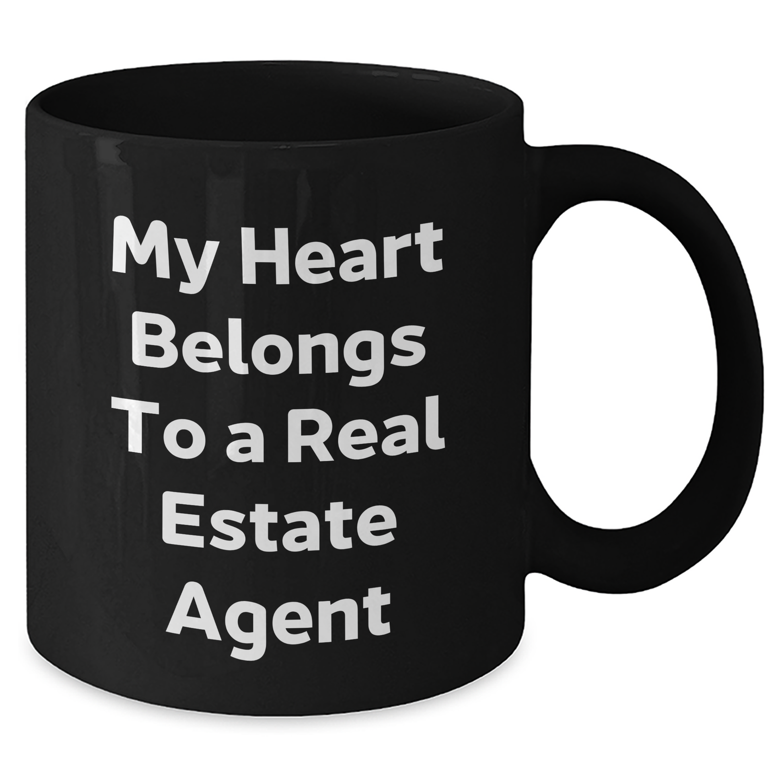 Funny Real Estate Agent Gifts from Friends and Family - My Heart Belongs To A Real Estate Agent Black Coffee Mug for Him or Her - Unique Father's Day Unique Gifts for Real Estate Agents - Additional