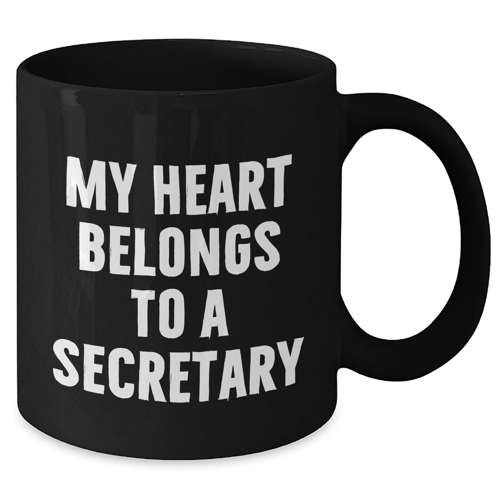 Funny Secretary Quotes Black Coffee Mug, Gifts from Men to Secretary, Unique Father's Day Unique Gifts for Her, My Heart Belongs To A Secretary - Additional