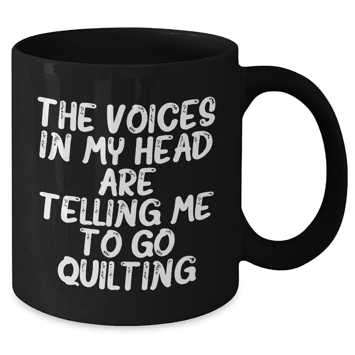 Quilting Humor Gifts from Men to Quilting Friends - The Voices In My Head Are Telling Me To Go Quilting Funny Black Coffee Mug for Father's Day Unique Quilting Enthusiasts - Additional