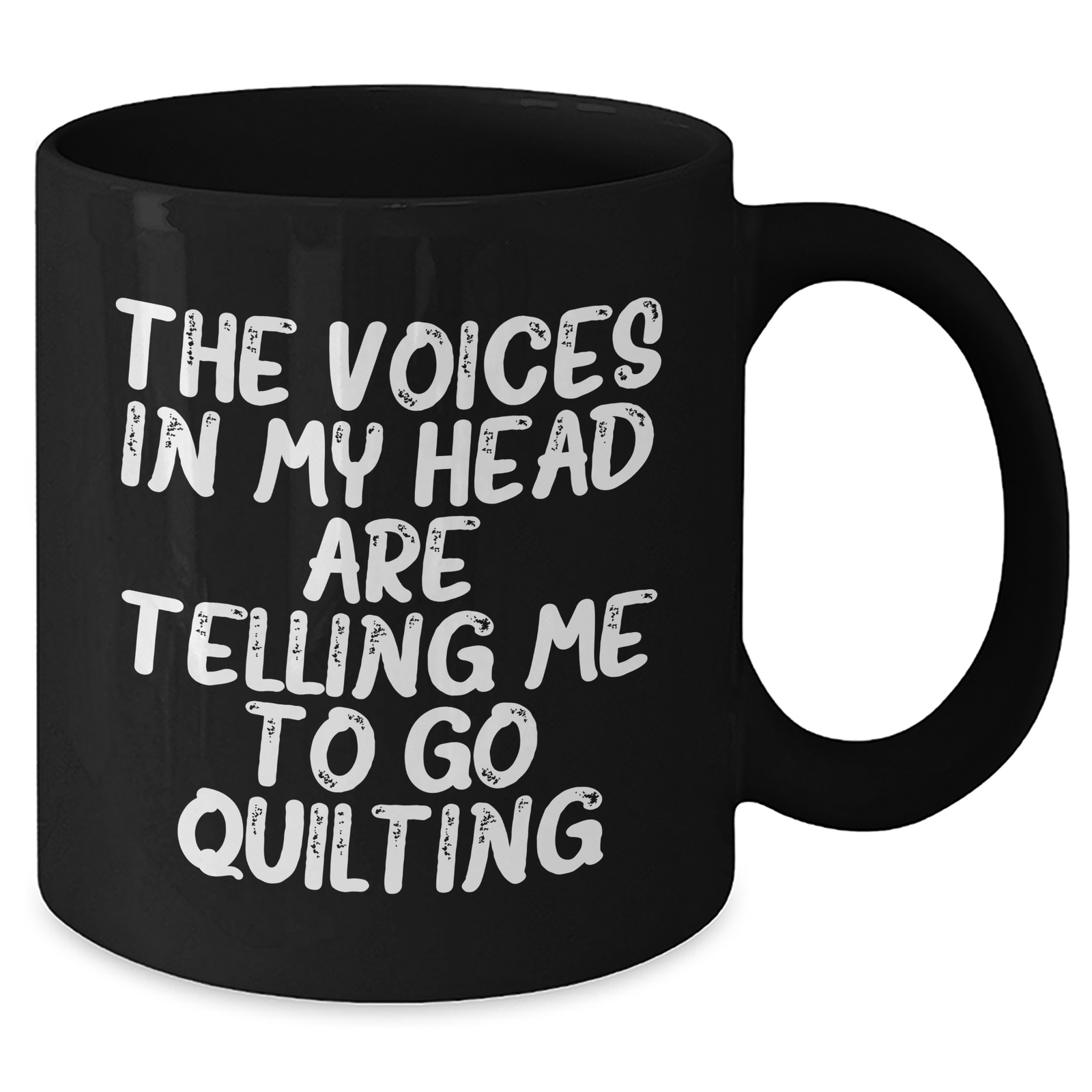 Quilting Humor Gifts from Men to Quilting Friends - The Voices In My Head Are Telling Me To Go Quilting Funny Black Coffee Mug for Father's Day Unique Quilting Enthusiasts - Additional
