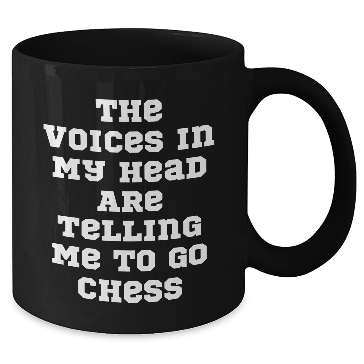 Funny Chess Gifts for Men - The Voices In My Head Are Telling Me To Go Chess Black Coffee Mug, Perfect for Father's Day Unique Gifts from Friends and Family - Additional