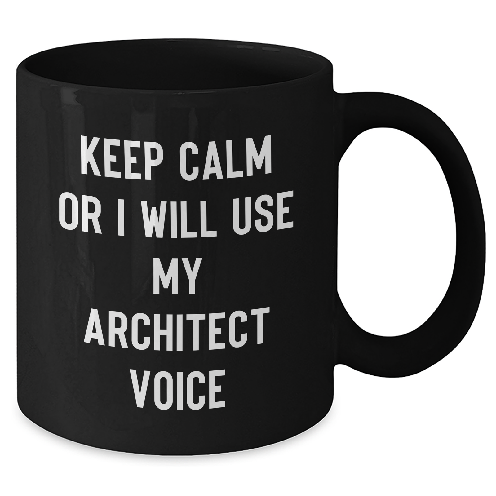 Funny Architect Gifts, 'Keep Calm Or I Will Use My Architect Voice' Black Coffee Mug for Men, Unique Father's Day Presents from Friends, Coworkers or Family - Additional
