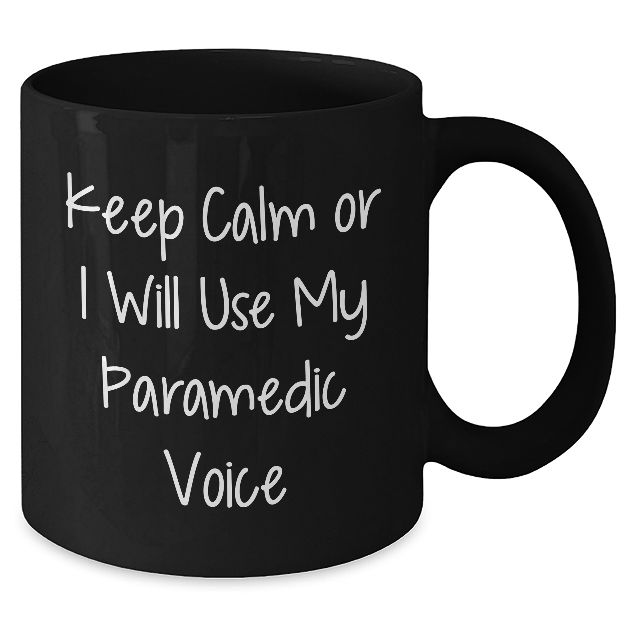 Funny Rescue Worker Gifts for Him - Keep Calm Or I Will Use My Rescue Worker Voice Black Coffee Mug for Father's Day, Gifts from Family, Gifts for Men - Additional