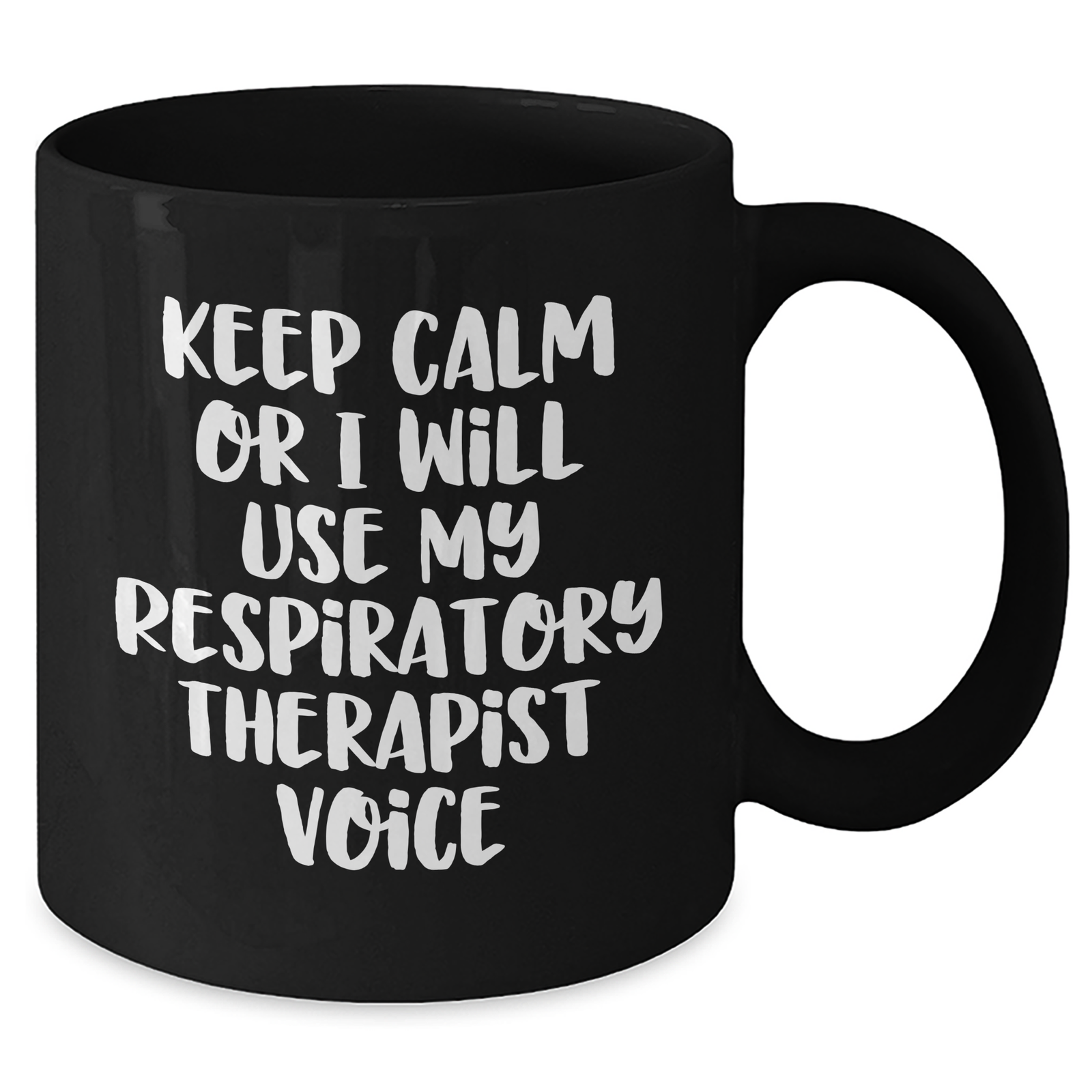 Funny Respiratory Therapist Gifts for Men - 'Keep Calm Or I Will Use My Respiratory Therapist Voice' Black Coffee Mugs from Friends, Coworkers, or Family - Father's Day Unique Gifts - Additional