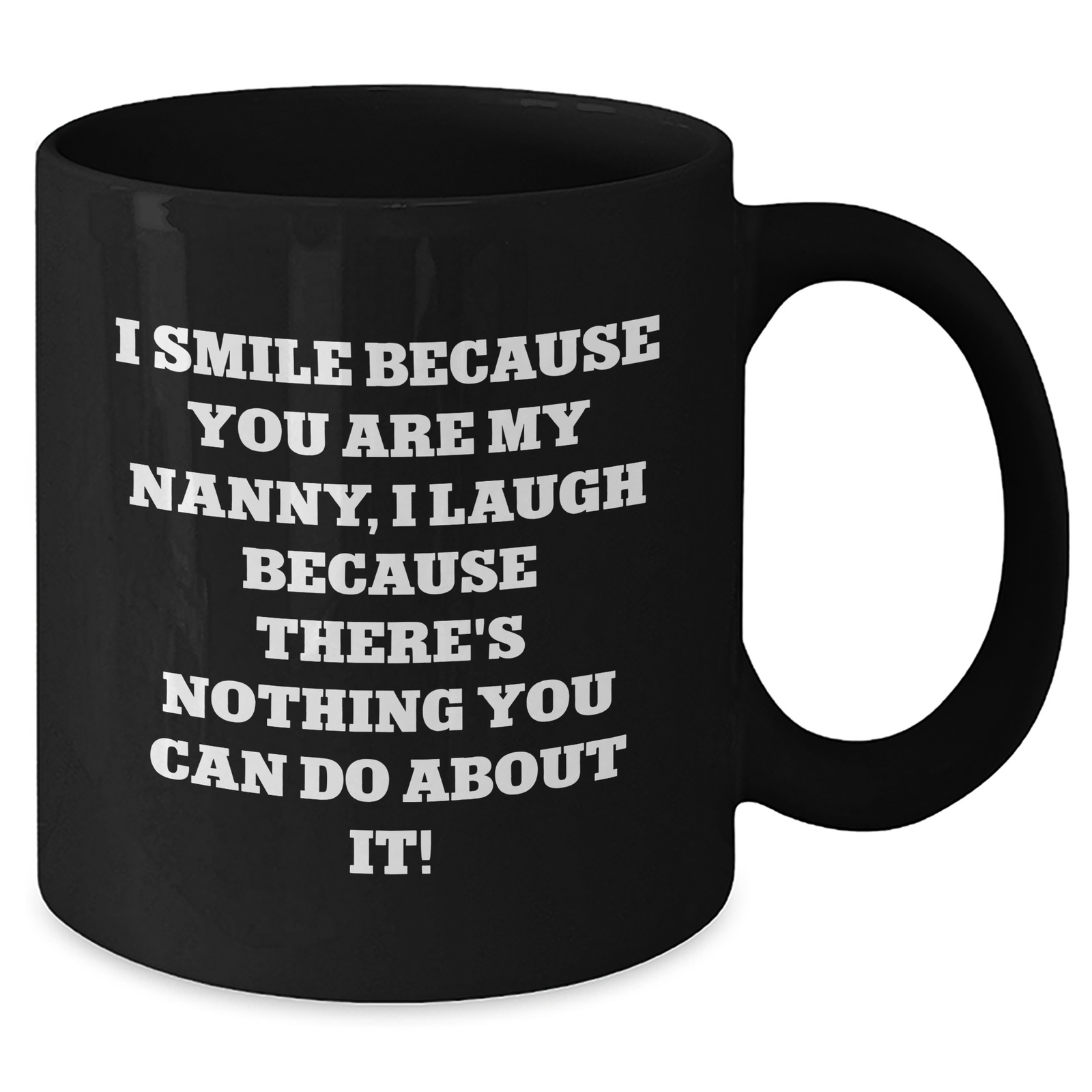 Funny Nanny Quotes Black Coffee Mugs, Gifts from Men to Nanny, Father's Day Unique Gifts for Nanny, 'I Smile Because You Are My Nanny, I Laugh Because There's Nothing You Can Do About It!' - Additional