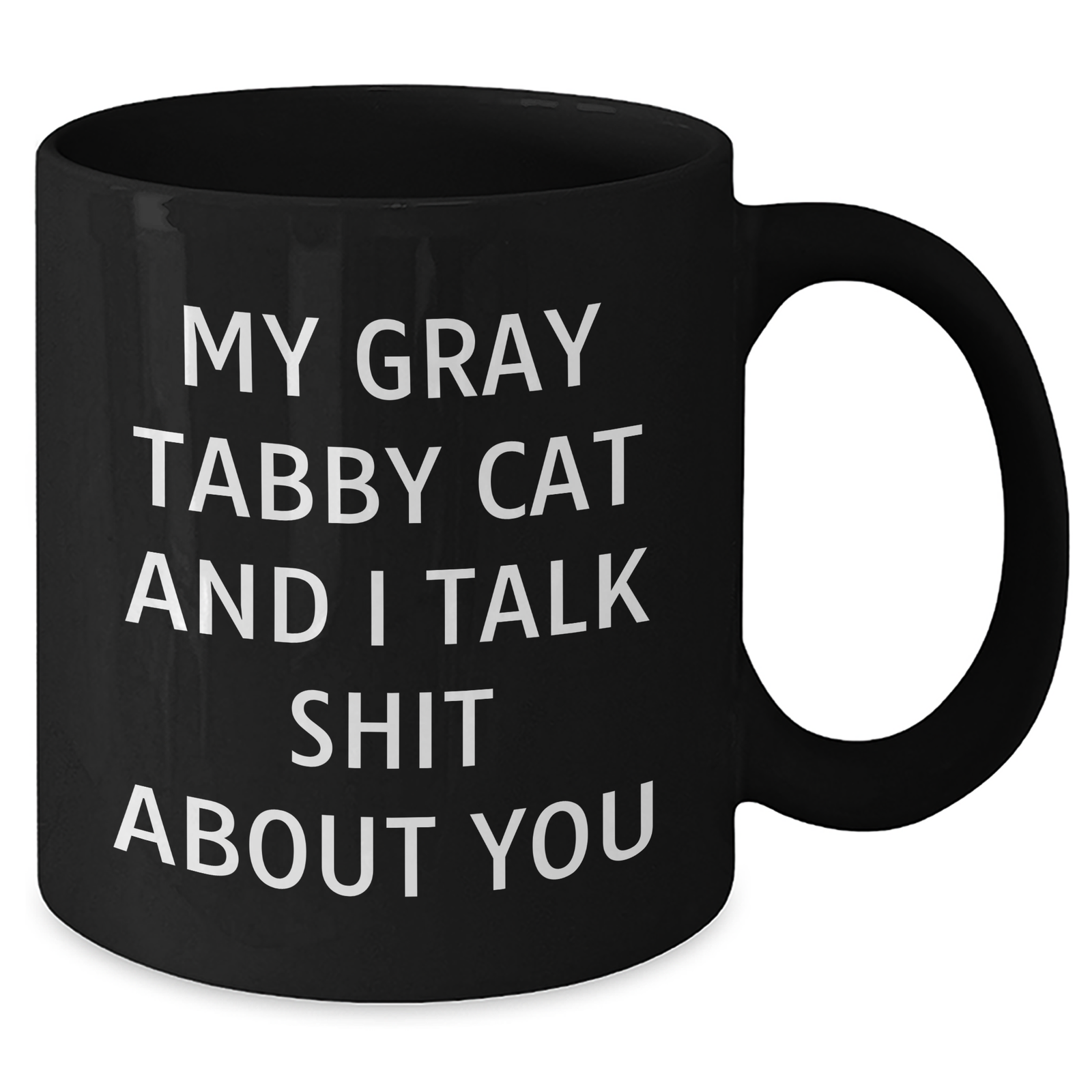Gray Tabby Cat Gifts - Black Coffee Mug, Funny Quote 'My Gray Tabby Cat And I Talk Shit About You' - Father's Day Unique Gifts from Friends to Gray Tabby Cat Lovers - Additional