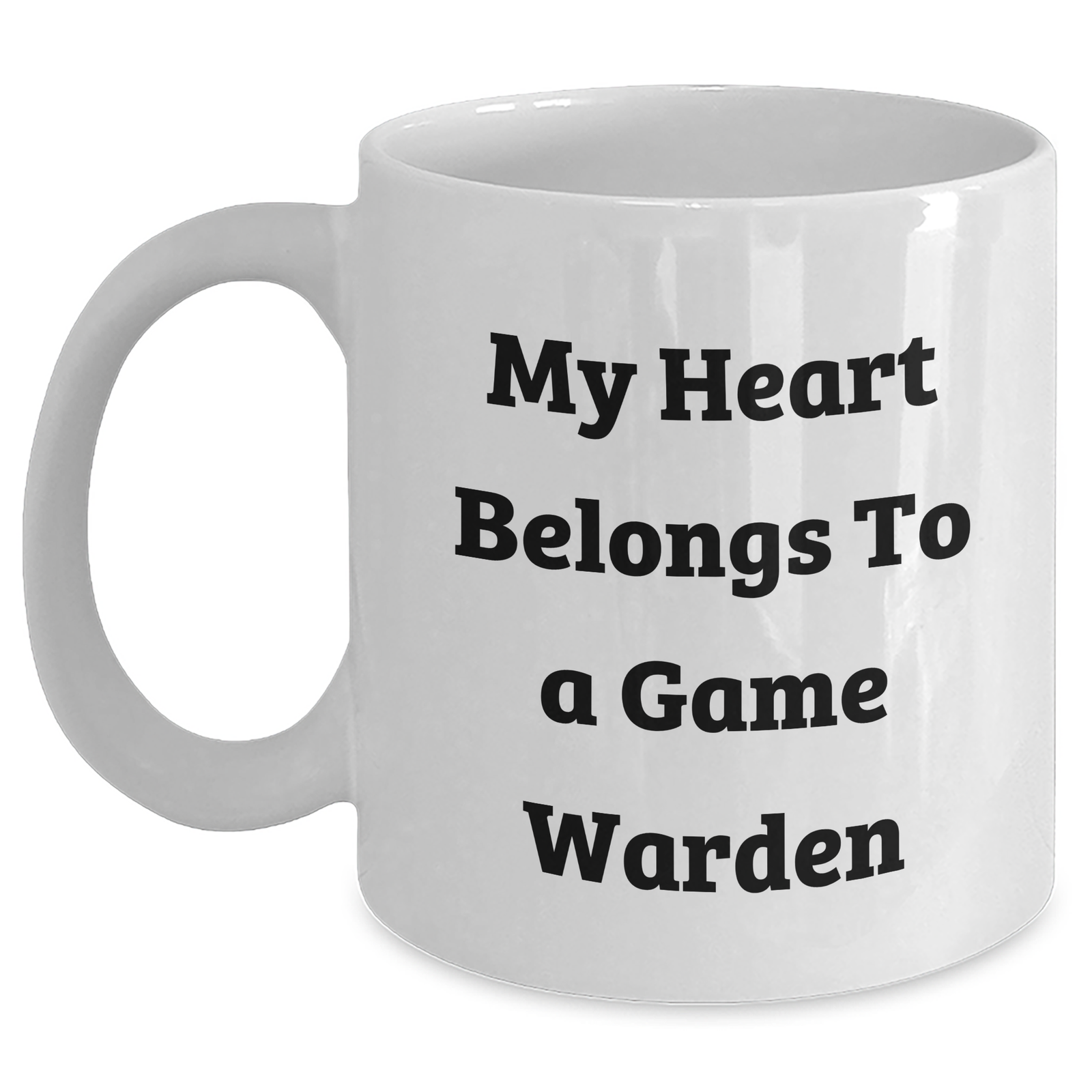 Funny Game Warden Gifts from Friends and Family, My Heart Belongs To A Game Warden White Coffee Mug for Him, Unique Father's Day Unique Gifts for Men - Main