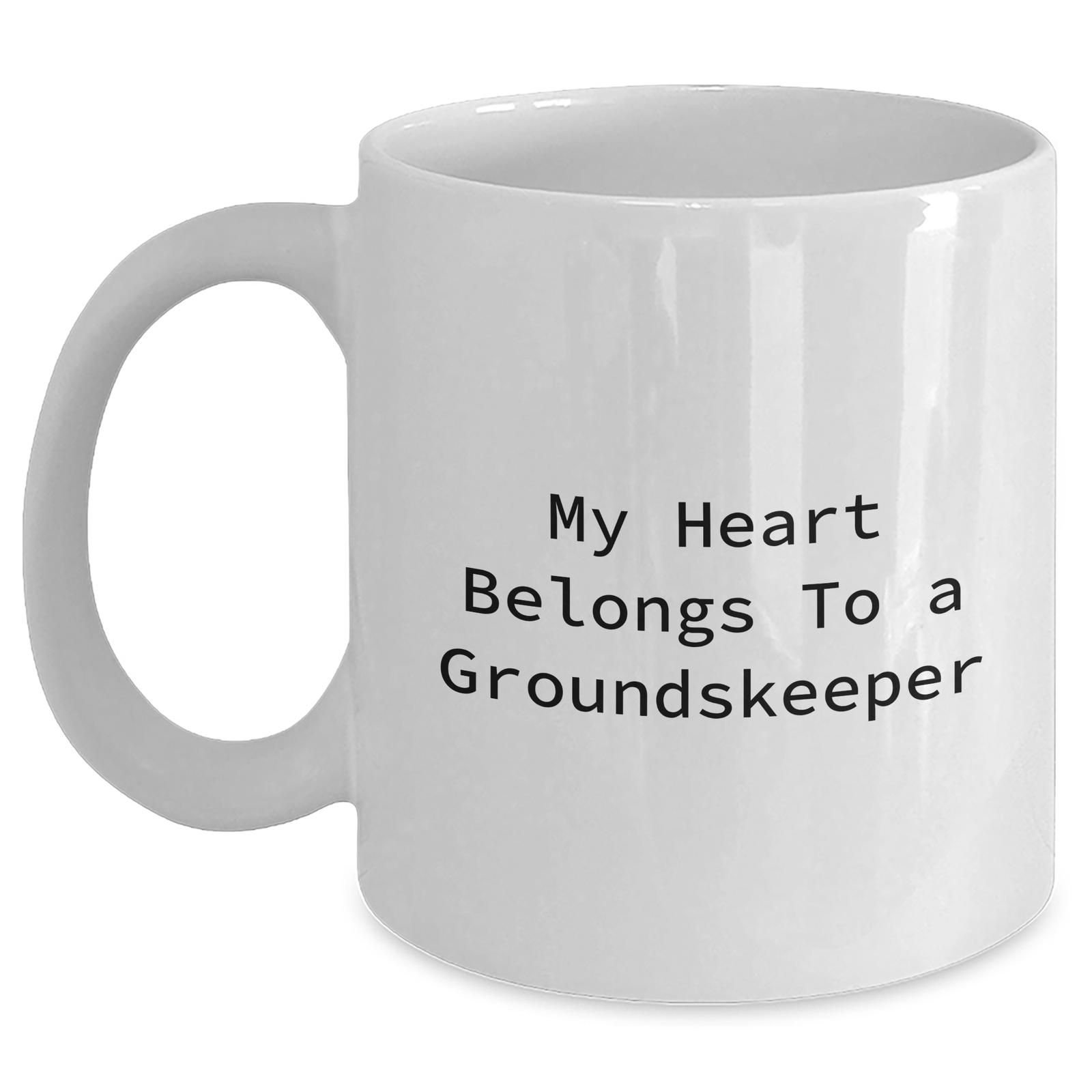 Funny groundskeeper Gifts, My Heart Belongs To A groundskeeper White Coffee Mug, Perfect Present for groundskeeper, Gifts from Friends, Family, or Coworkers, Father's Day Unique Gifts - Main