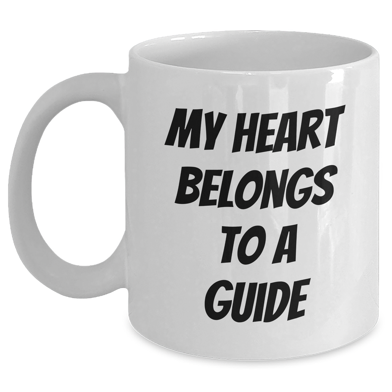 Funny Guide Gifts from Men to Guide on Father's Day White Coffee Mug, 'My Heart Belongs To A Guide', Unique Gifts for Guide Lovers - Main