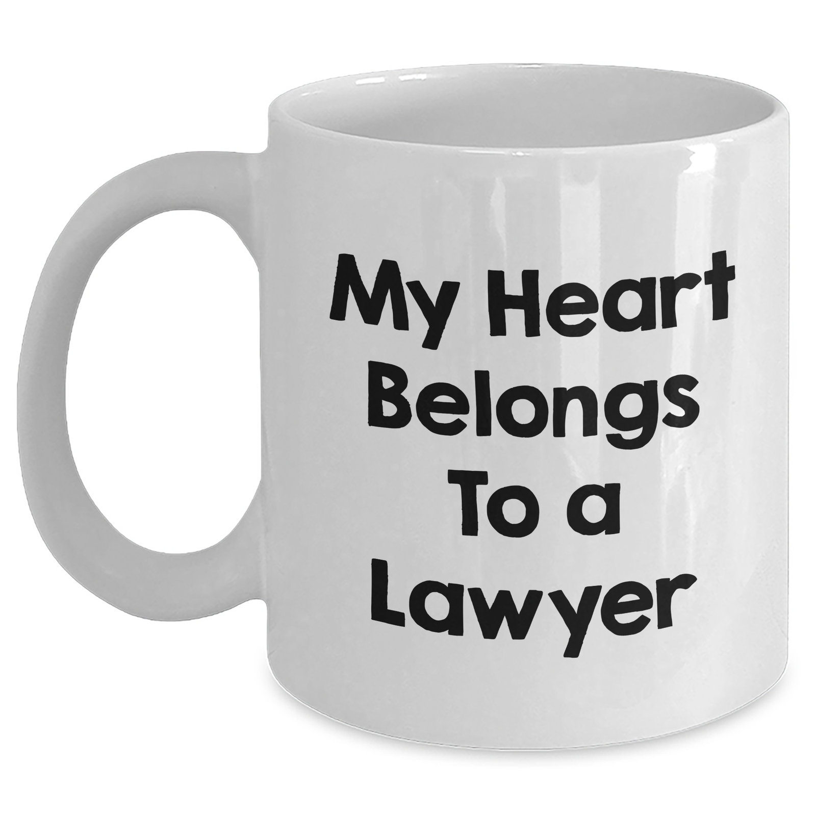 Funny Lawyer Gifts for Men - 'My Heart Belongs To A Lawyer' White Coffee Mug, Gifts from Men to Lawyer on Father's Day - Main