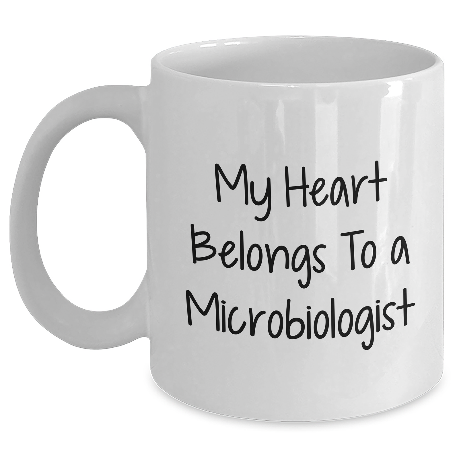 Funny Microbiologist Gifts from Friends - My Heart Belongs To A Microbiologist White Coffee Mug for Microbiologist Dad on Father's Day - Gifts for Microbiologist Men - Main