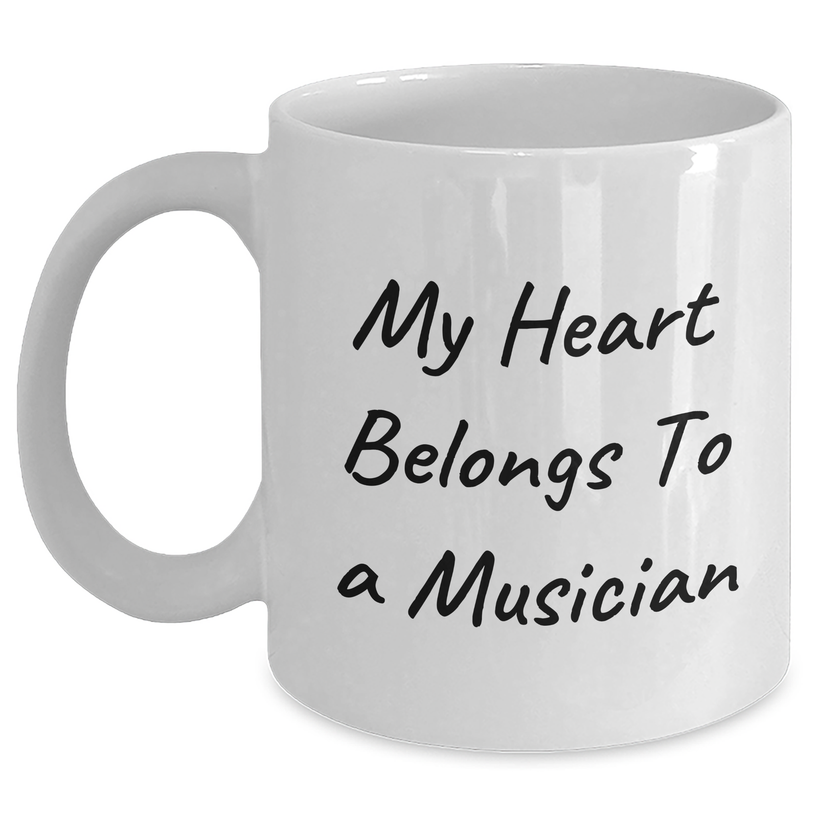Funny Musician Gifts from Friends for Mother's Day - 'My Heart Belongs To A Musician' White Coffee Mug - Main