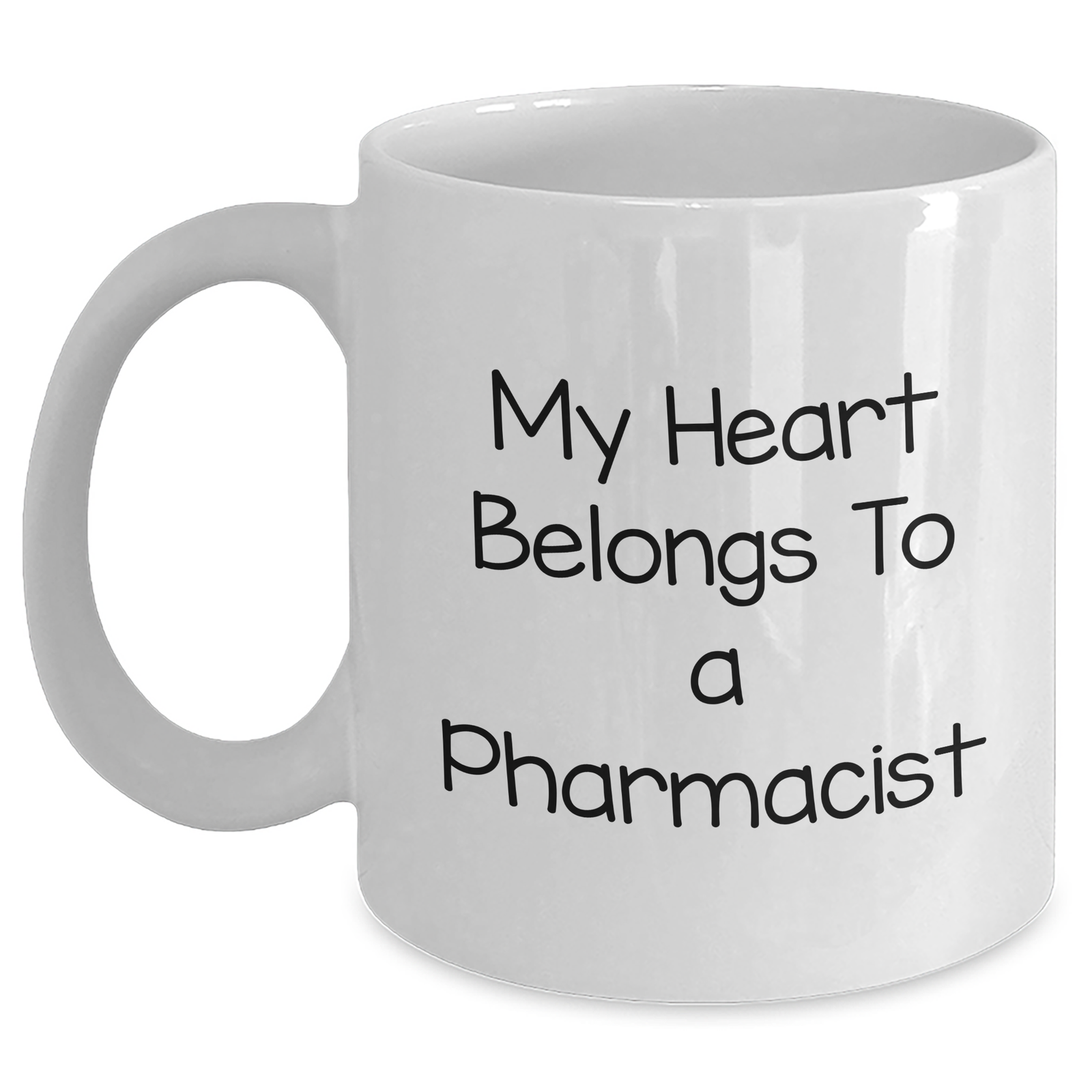 Funny My Heart Belongs To A Pharmacist White Coffee Mug Gifts from Family to Pharmacist on Father's Day - Main