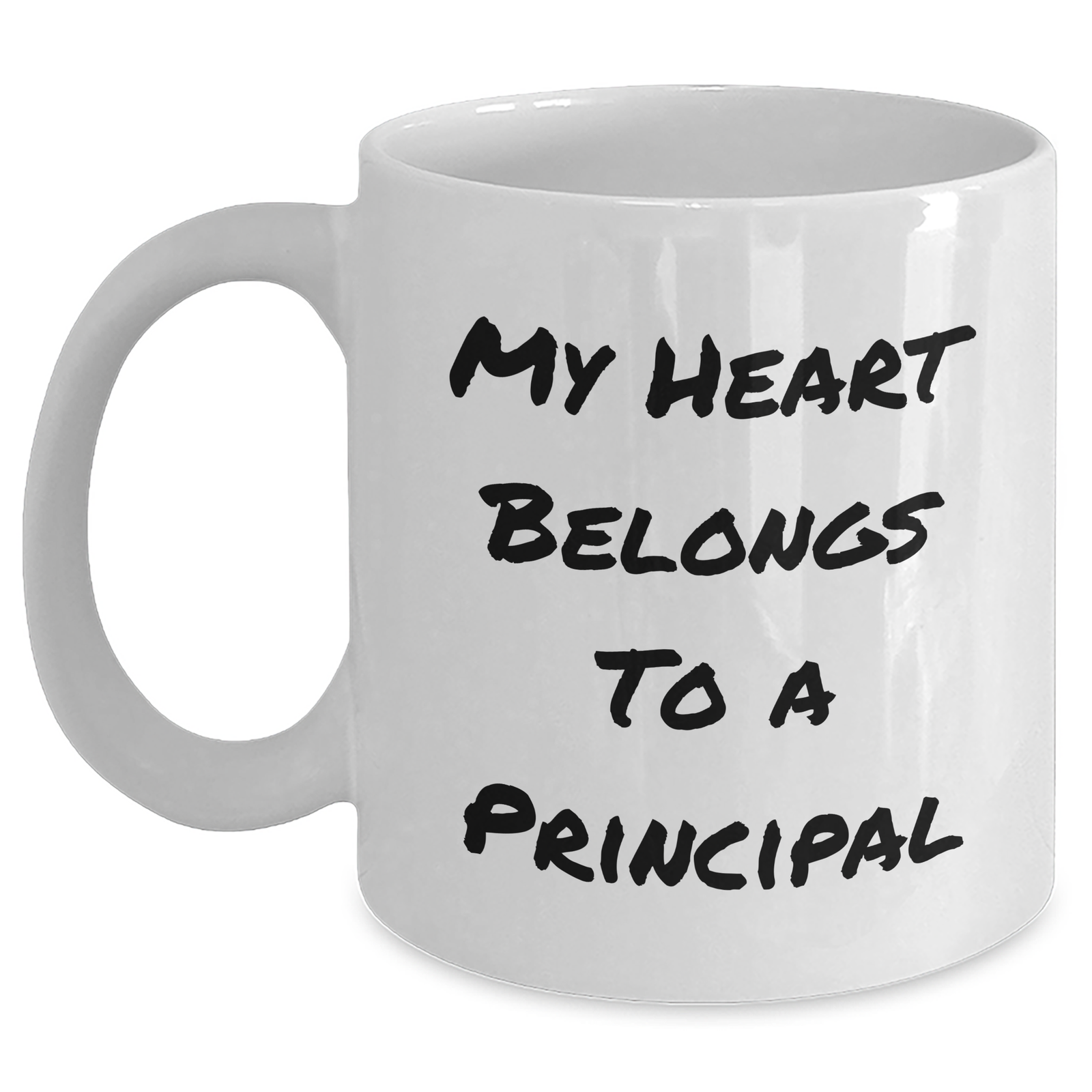 Funny Principal Gifts - My Heart Belongs To A Principal White Coffee Mug for Father's Day from Men, Perfect for Principal Enthusiasts - Main