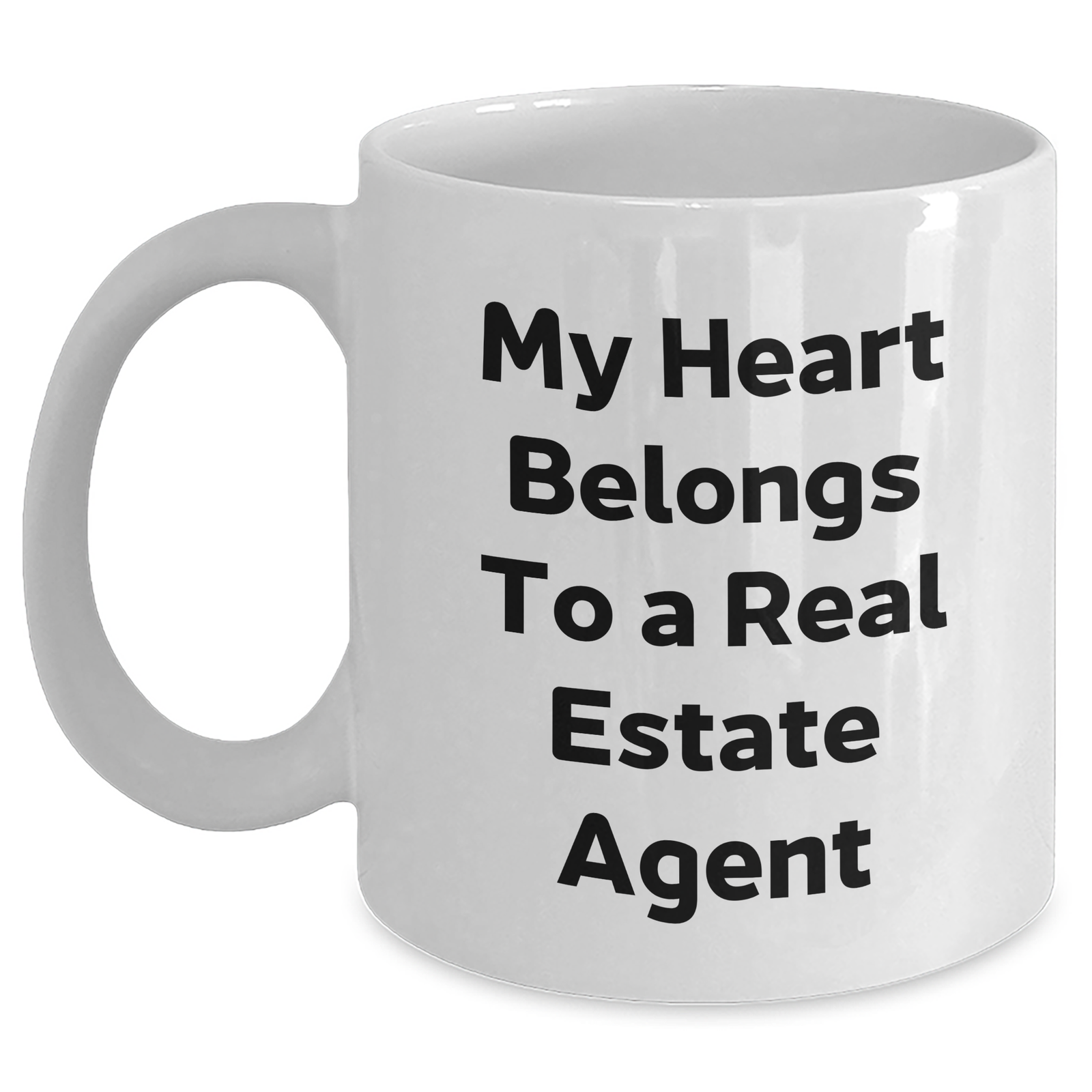 Funny Real Estate Agent Gifts from Men to My Heart Belongs To A Real Estate Agent on Father's Day Unique Gifts for Real Estate Agents White Coffee Mug - Main