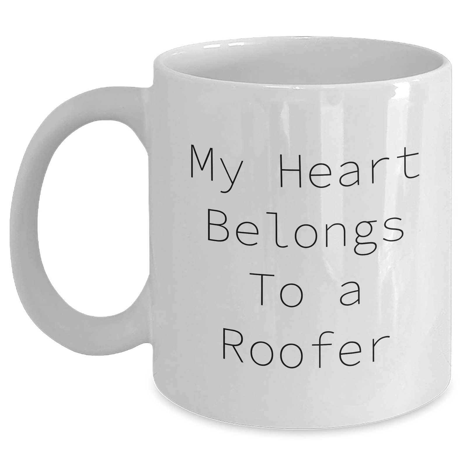 Funny Roofer Gifts, My Heart Belongs To A Roofer White Coffee Mug, Father's Day Unique Gifts from Men to Roofer - Main