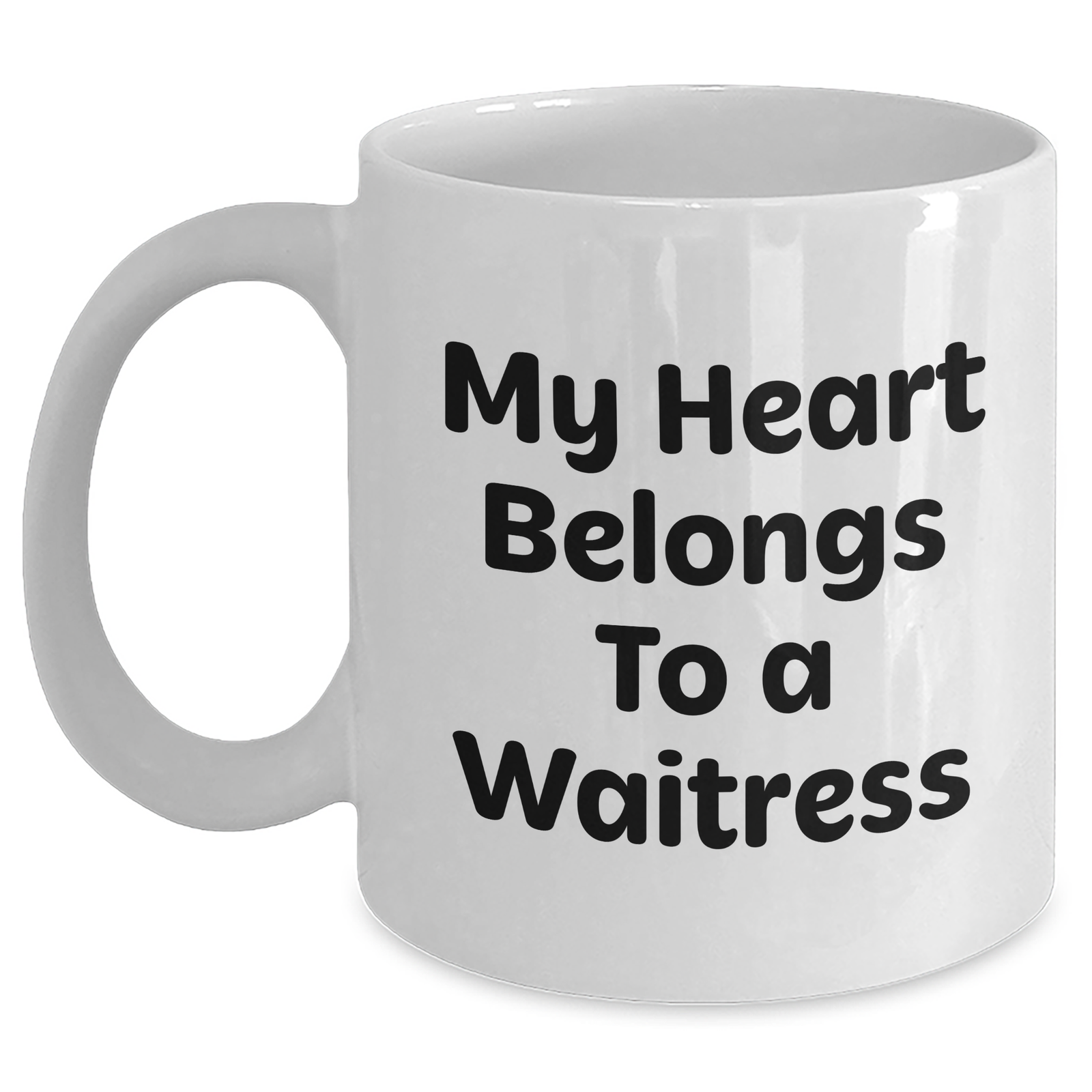 Funny Waitress Gifts from Dad to Men, Unique White Coffee Mug for Father's Day with Inspirational Quote 'My Heart Belongs To A Waitress', Gifts for Waitress Lovers - Main