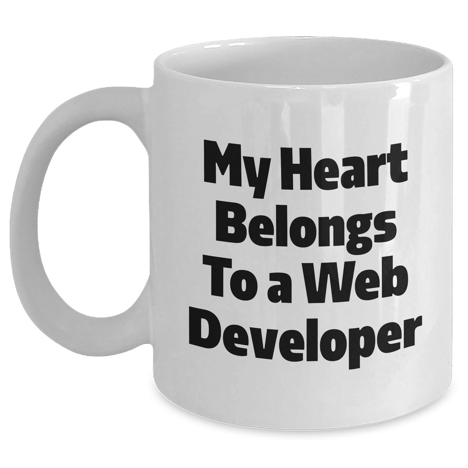 Funny Web Developer Gifts, My Heart Belongs To A Web Developer White Coffee Mug, Unique Father's Day Unique Gifts from Friends for Web Developers - Main
