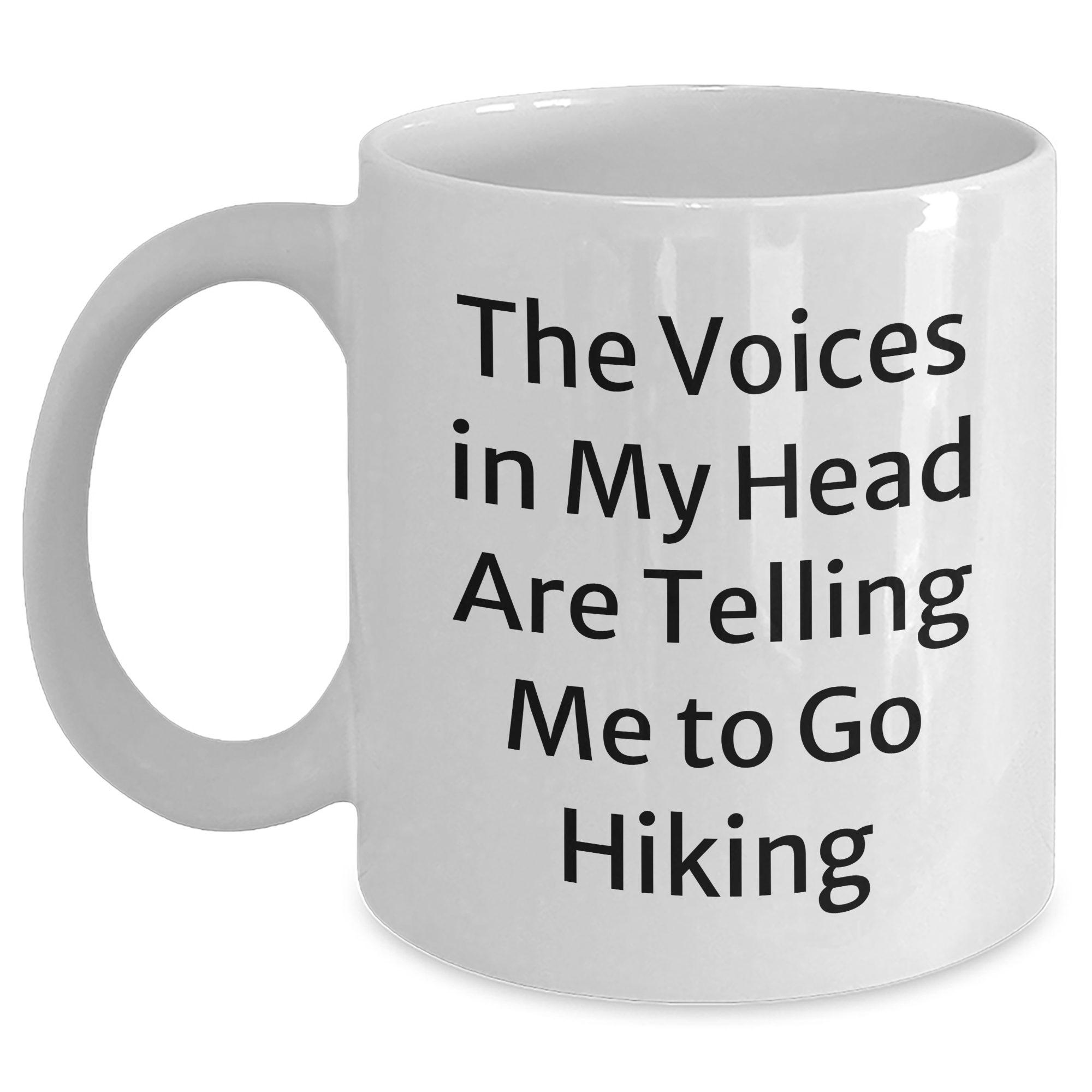 Funny Hiking Quote White Coffee Mug Gifts for Men from Friends on Father's Day, 'The Voices In My Head Are Telling Me To Go Hiking', Hiking Lovers, Outdoor Enthusiasts - Main