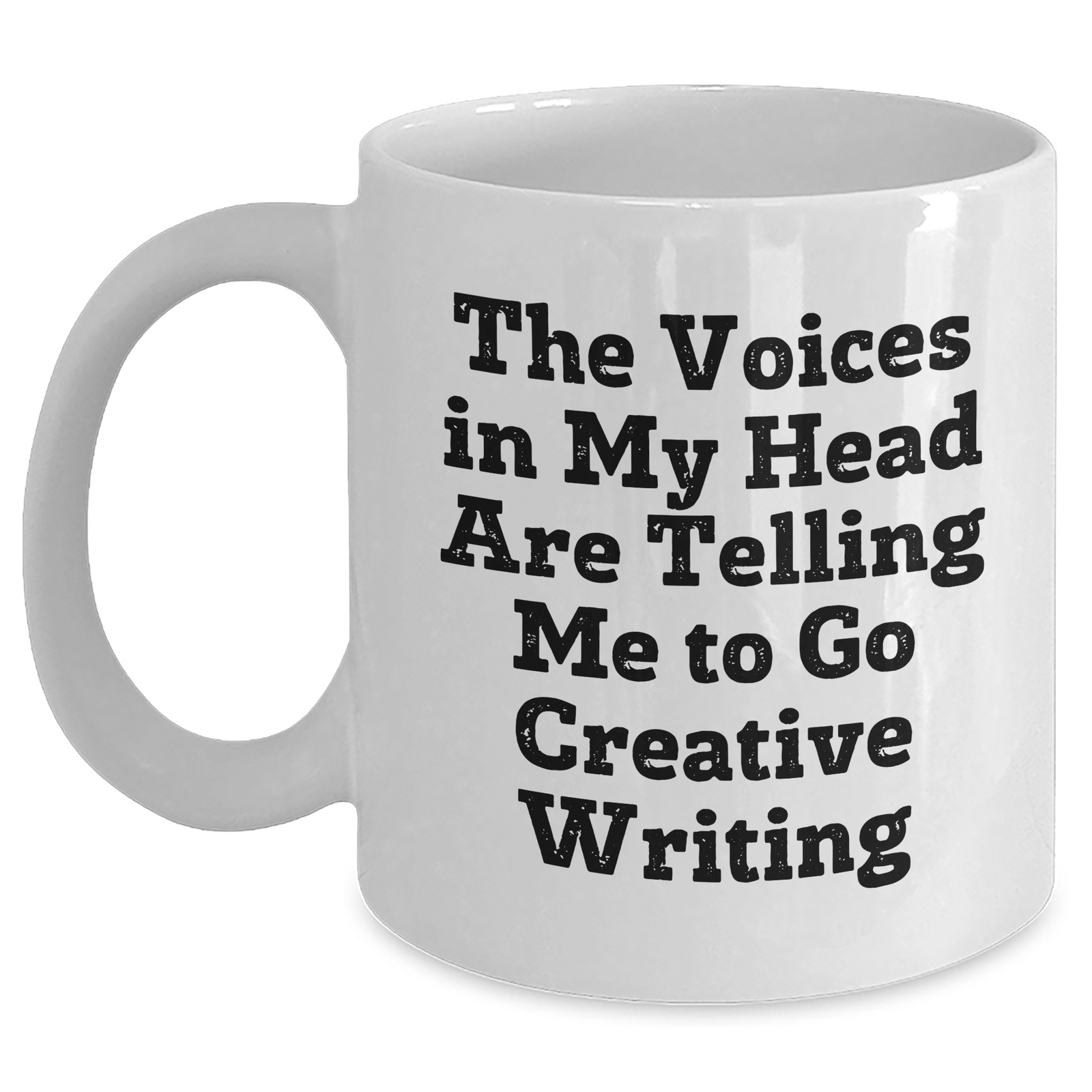 Funny Creative Writing Gifts for Him from Dad - The Voices In My Head Are Telling Me To Go - White Coffee Mug, 11oz or 15oz, Ceramic, Father's Day Unique Gifts - Main