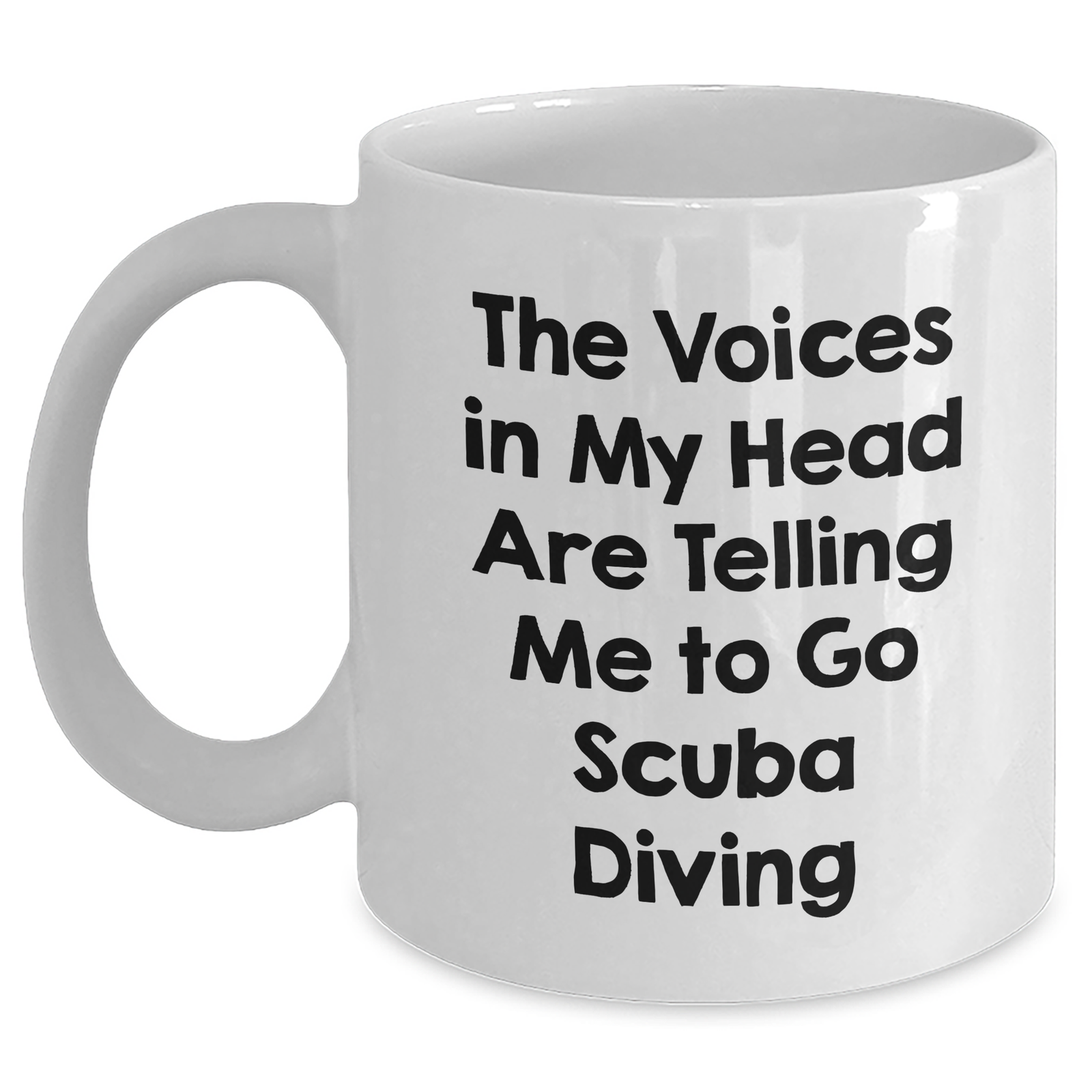 Scuba Diving Humor Gifts from Men for Scuba Diving Enthusiasts Funny White Coffee Mug, Voice in Head Telling Me to Go Scuba Diving, Father's Day Unique Gifts - Main