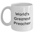Funny Preacher Gifts, 'World's Greatest Preacher' White Coffee Mug, 11oz or 15oz, Father's Day Unique Gifts from Friends to Men - Main