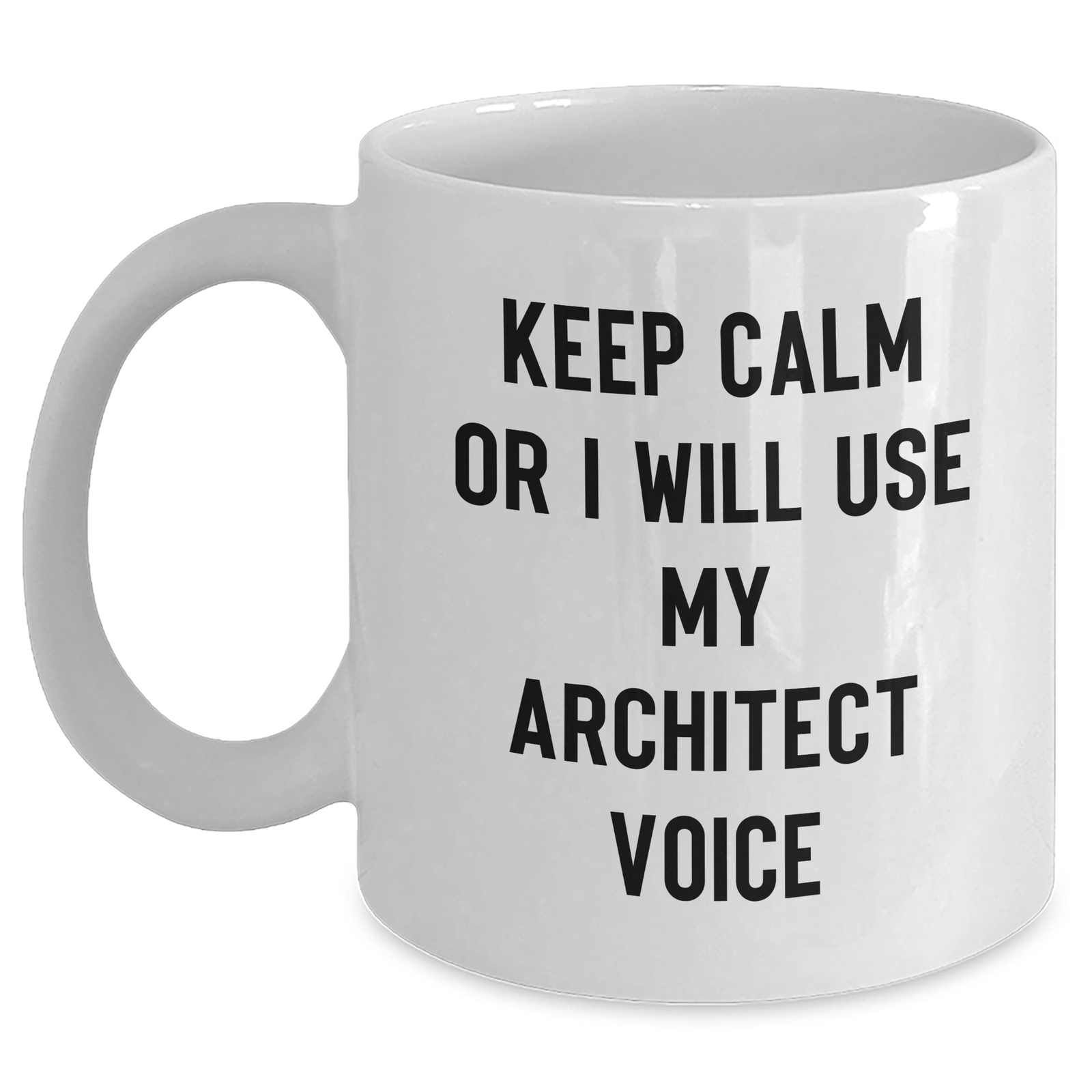 Funny Architect Gifts for Men, White Coffee Mug, Keep Calm or I'll Use My Architect Voice, Father's Day Unique Gifts from Men to Husband - Main